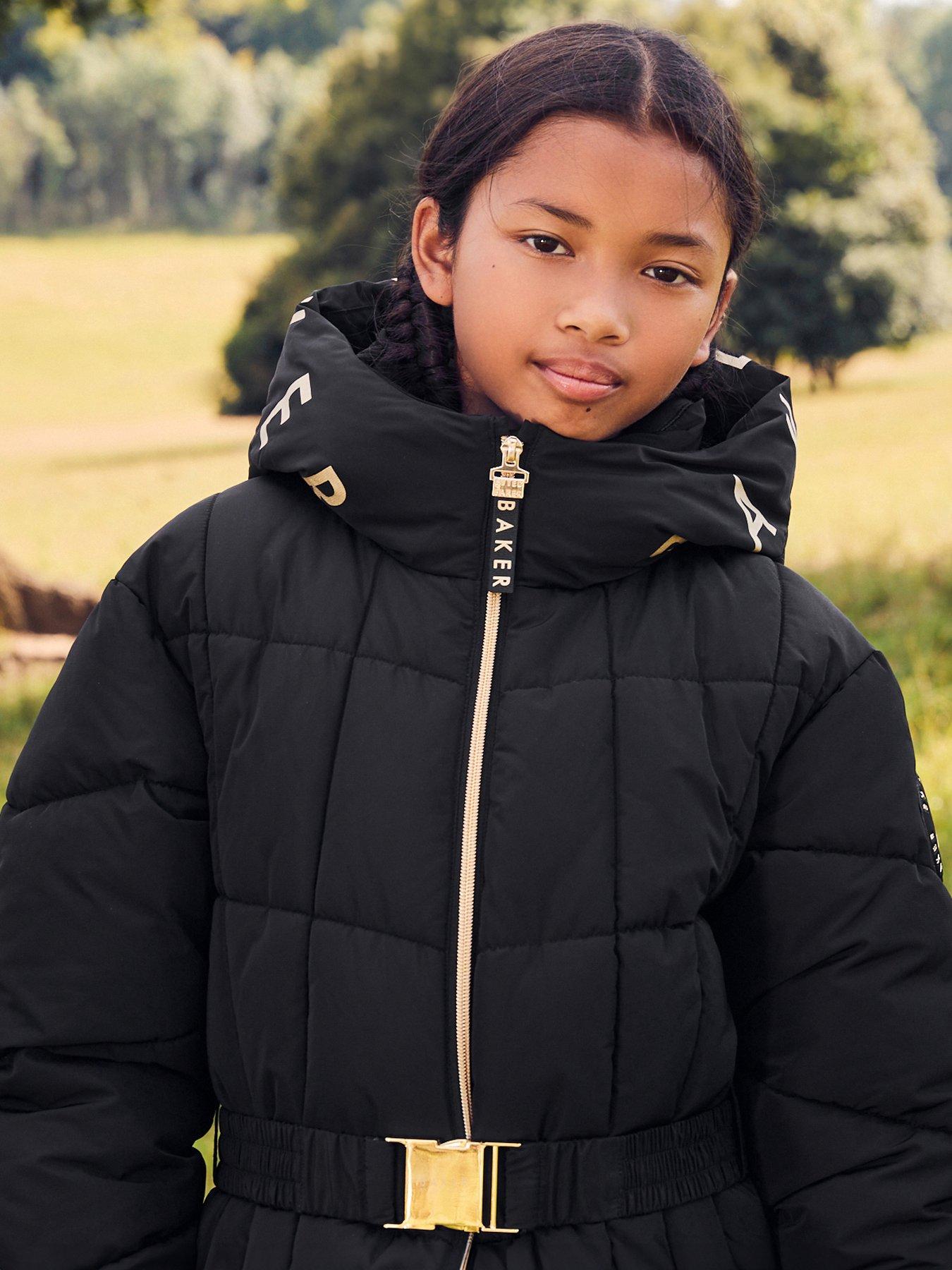 Puffer Jacket Girls Black Fur Coats Girls Black Fur Hooded