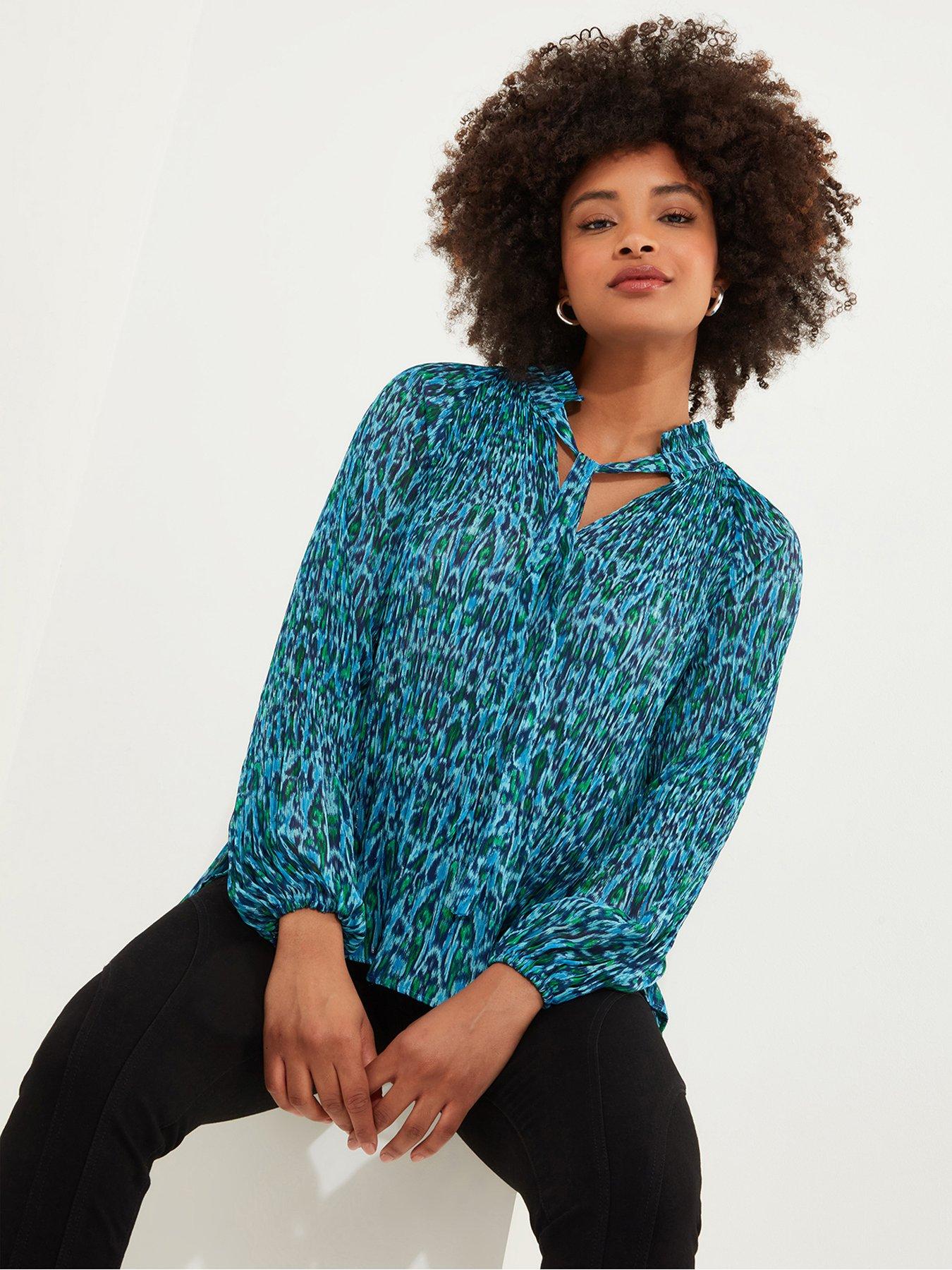 joe-browns-printed-plisse-blouse-blue