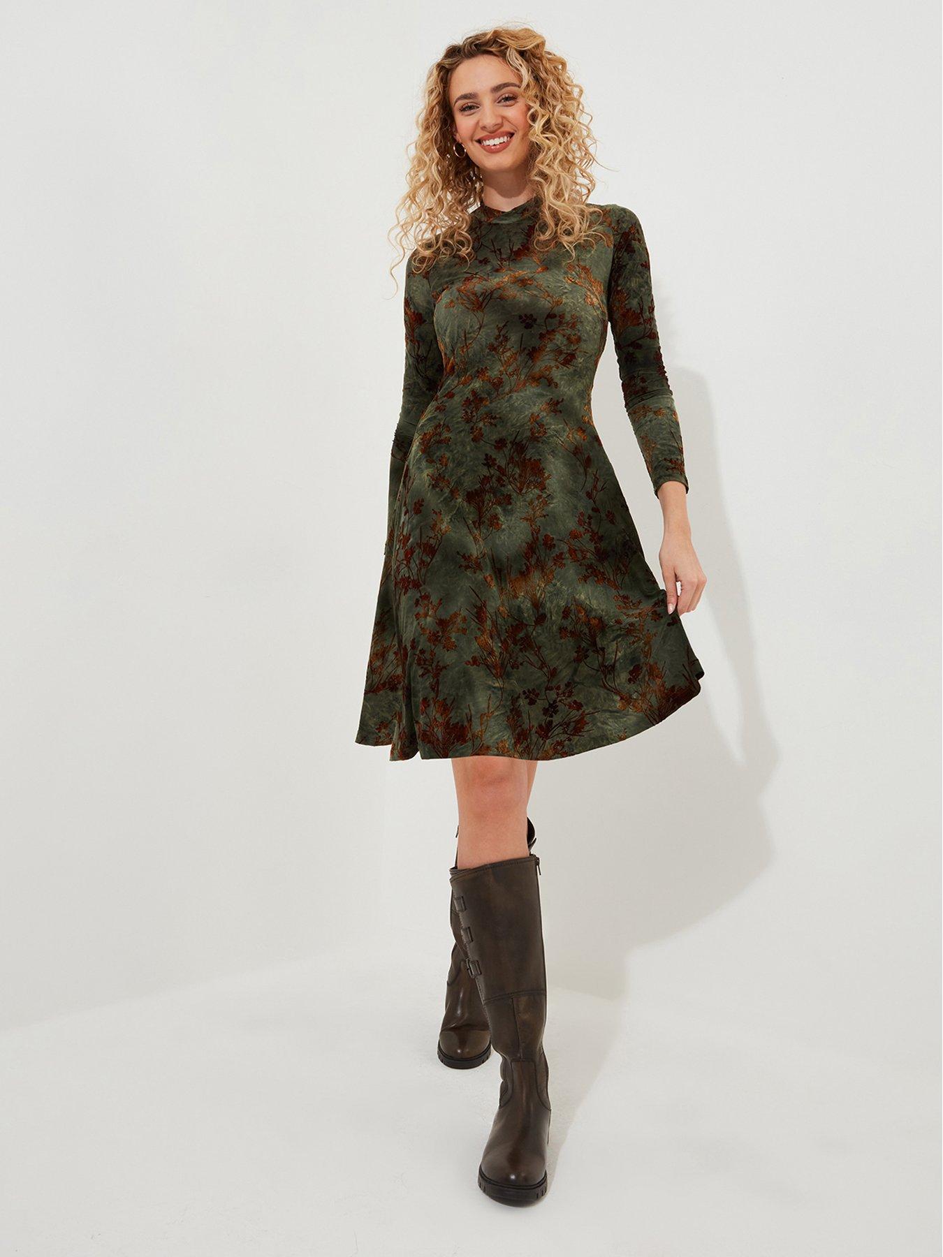 joe-browns-printed-flocked-mini-dress-greenstillFront