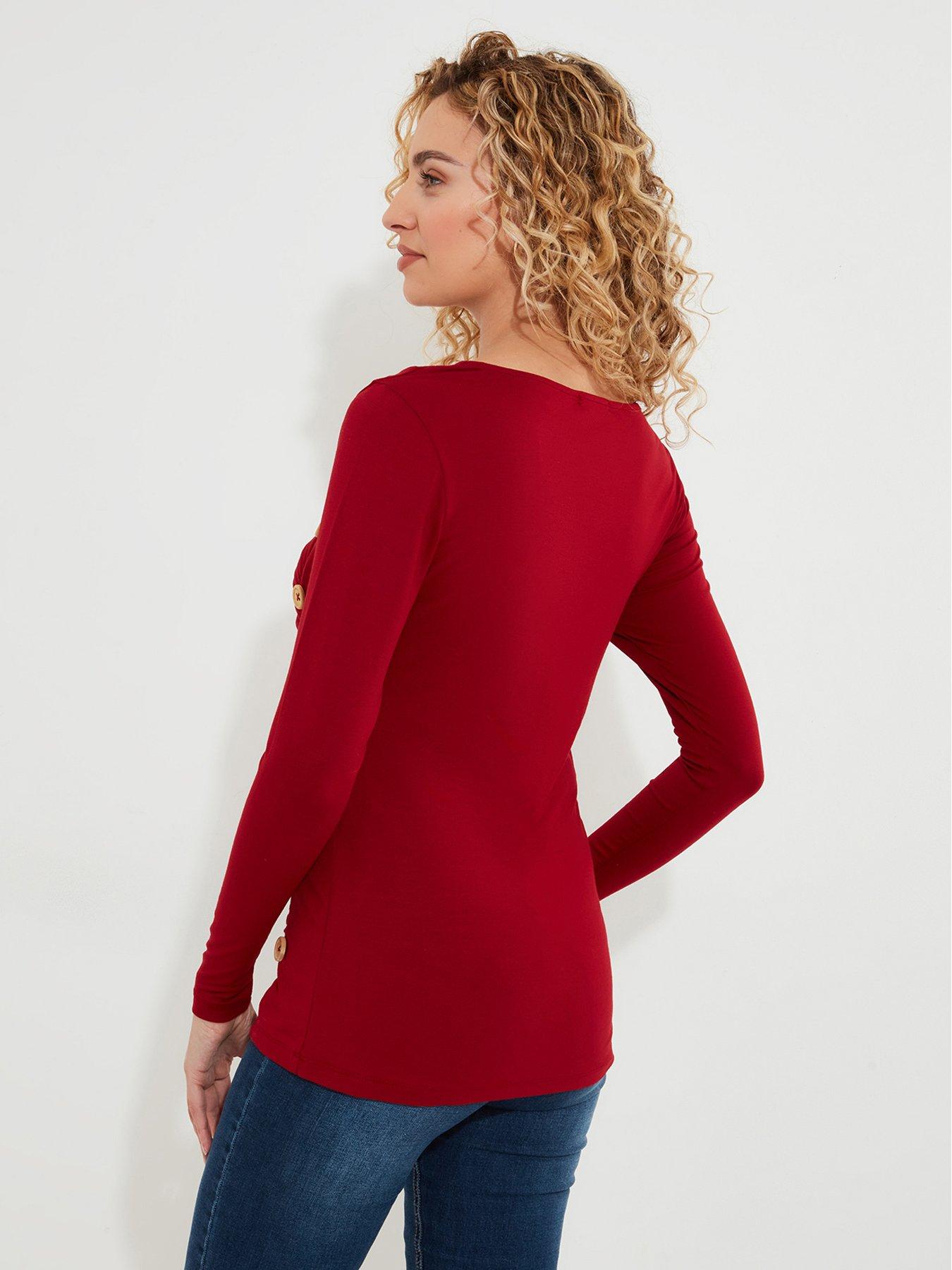 Image 2 of 6 of Joe Browns Betsey Button Detail Jersey Top - Red