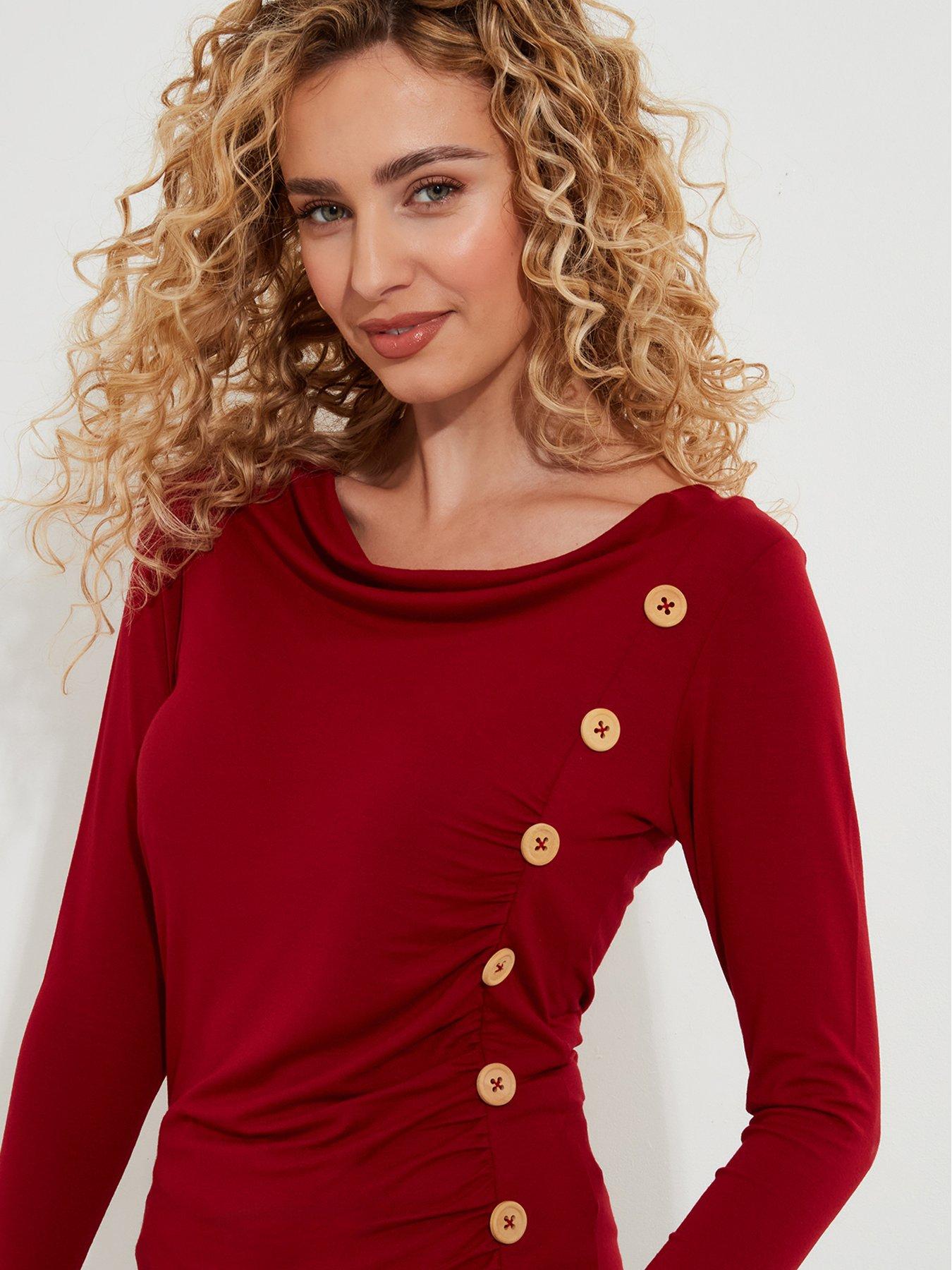 Image 5 of 6 of Joe Browns Betsey Button Detail Jersey Top - Red