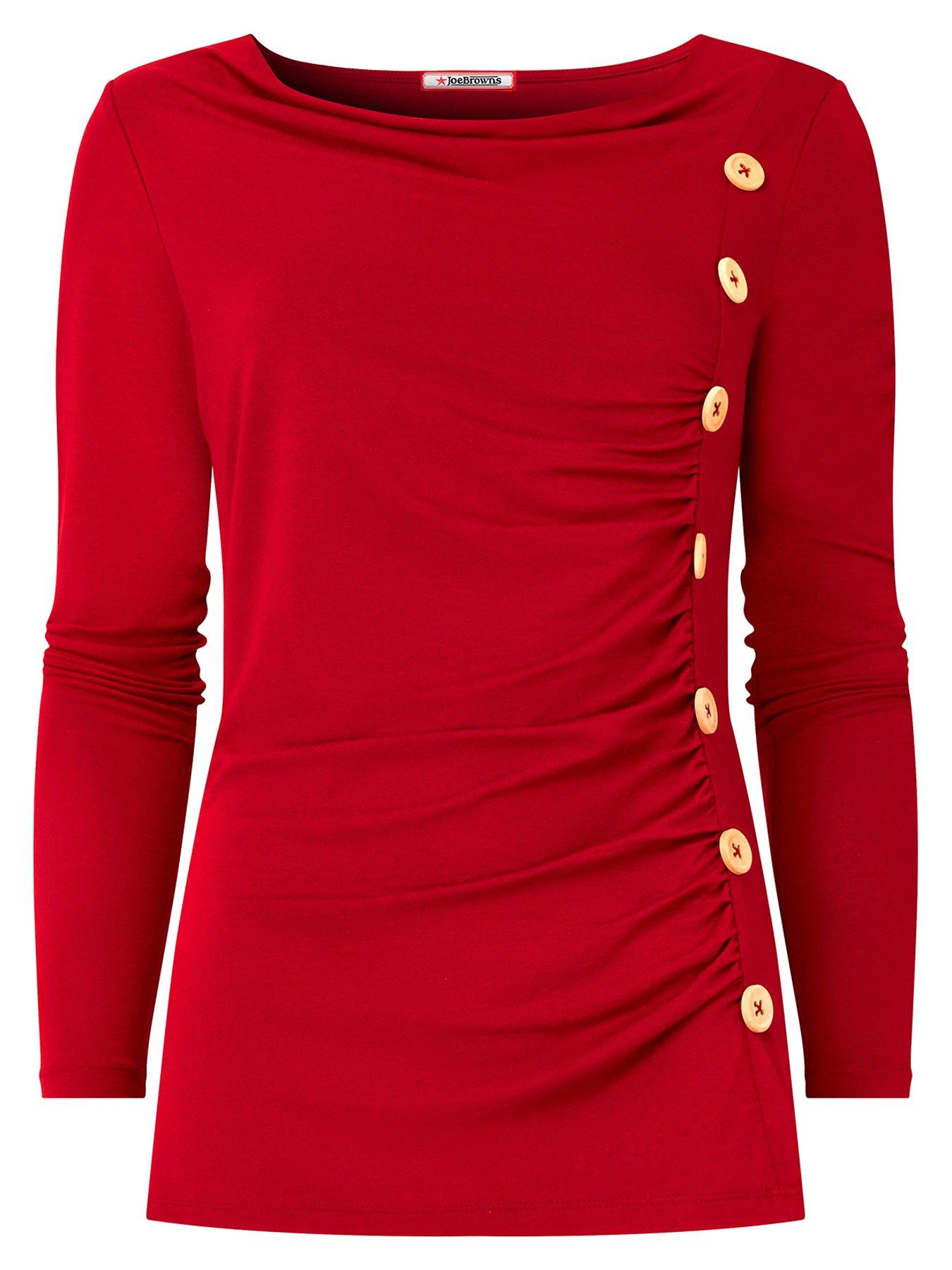 Image 6 of 6 of Joe Browns Betsey Button Detail Jersey Top - Red