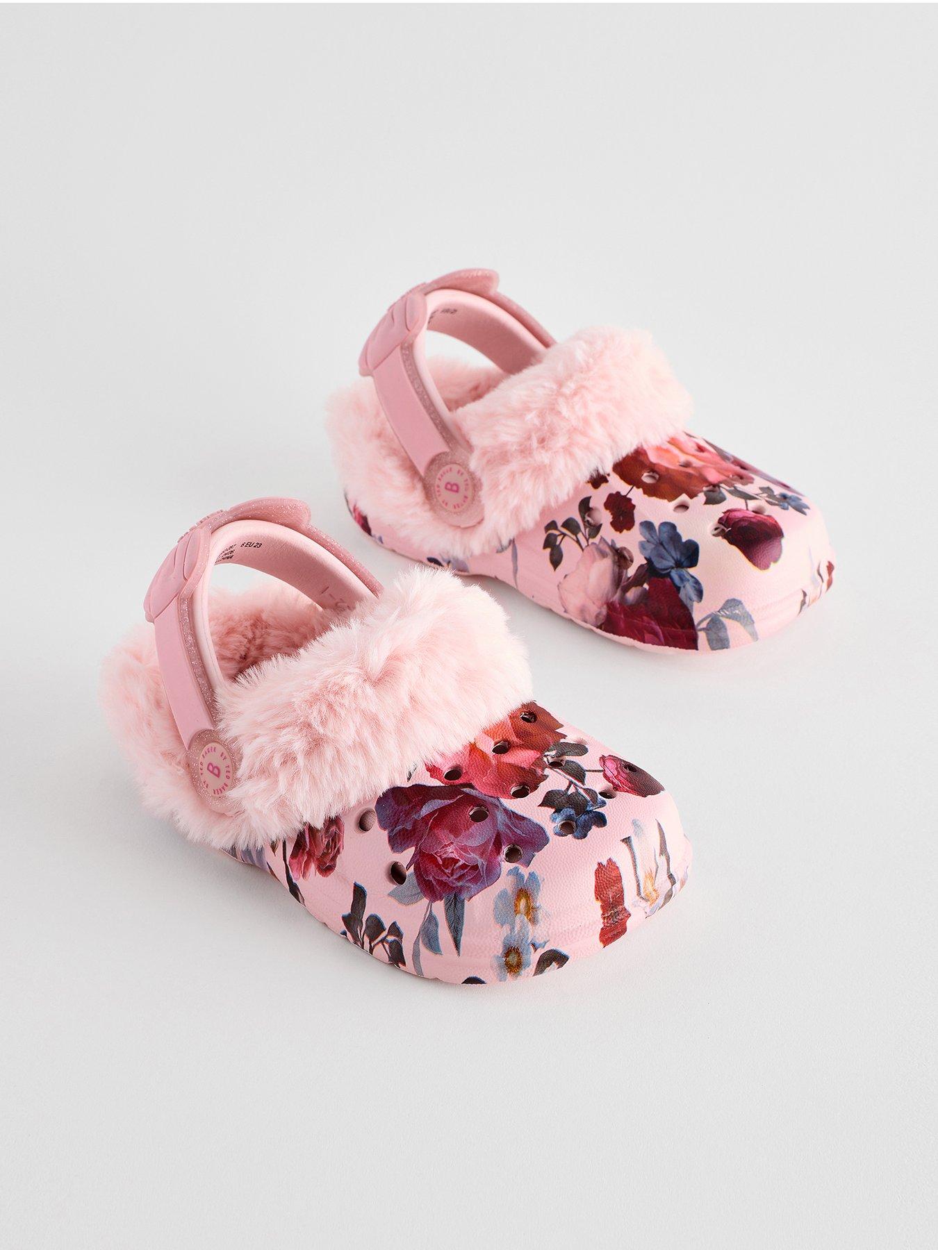 ted-baker-younger-girls-faux-fur-flower-sling-back-shoe--pink