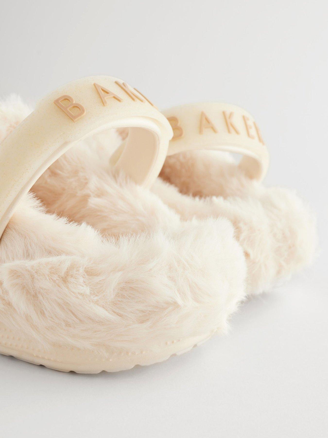 Image 3 of 5 of Ted Baker Older Girls Faux Fur Sling Back Shoe - Oyster