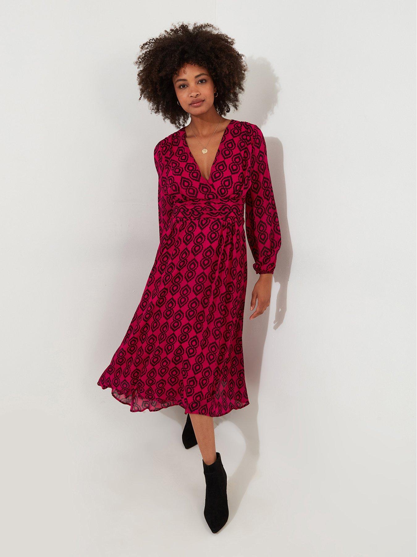 Image of Joe Browns Geometric Print Midi Dress - Pink