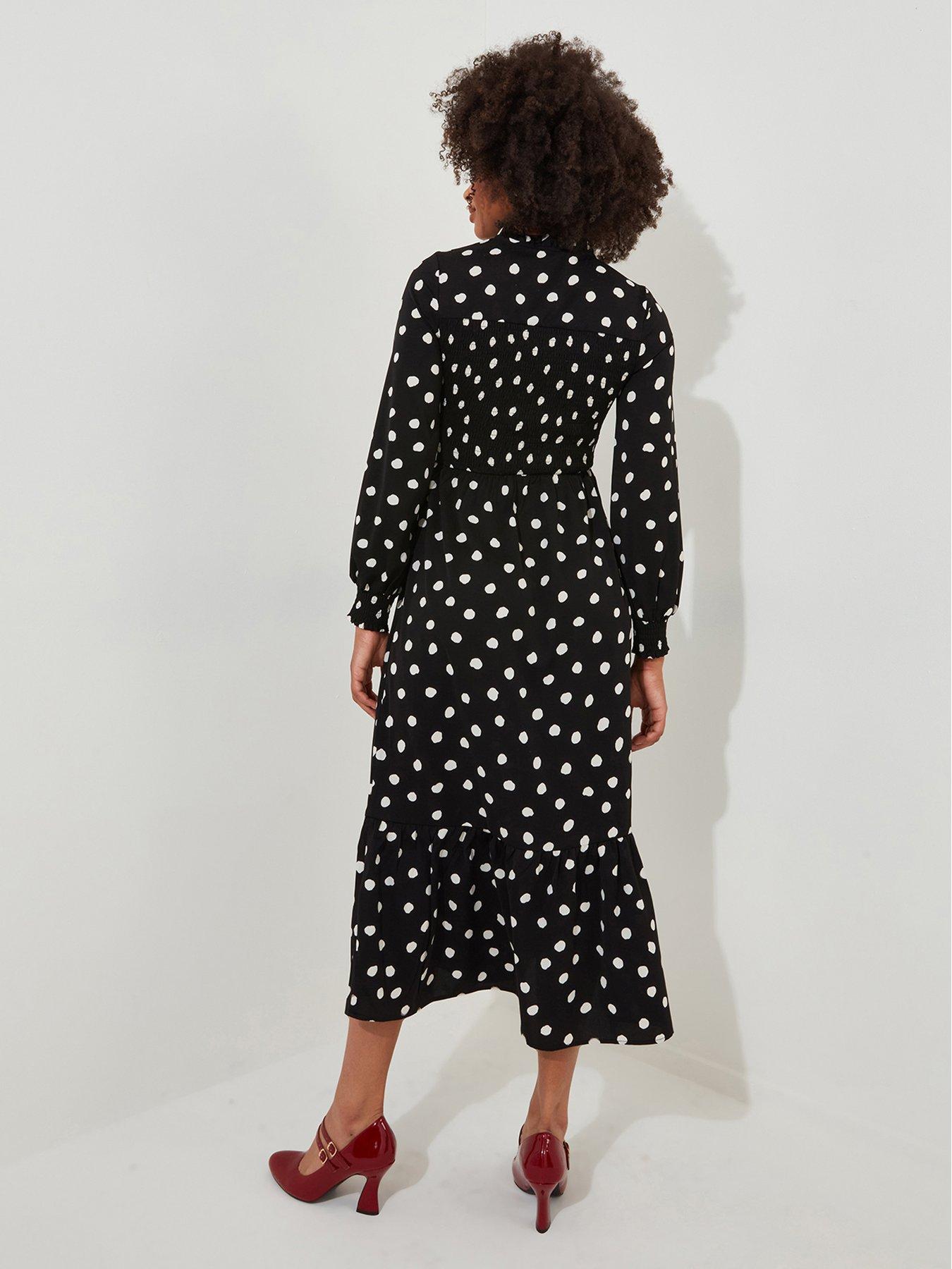 joe-browns-polka-dot-print-midi-dress-blackoutfit