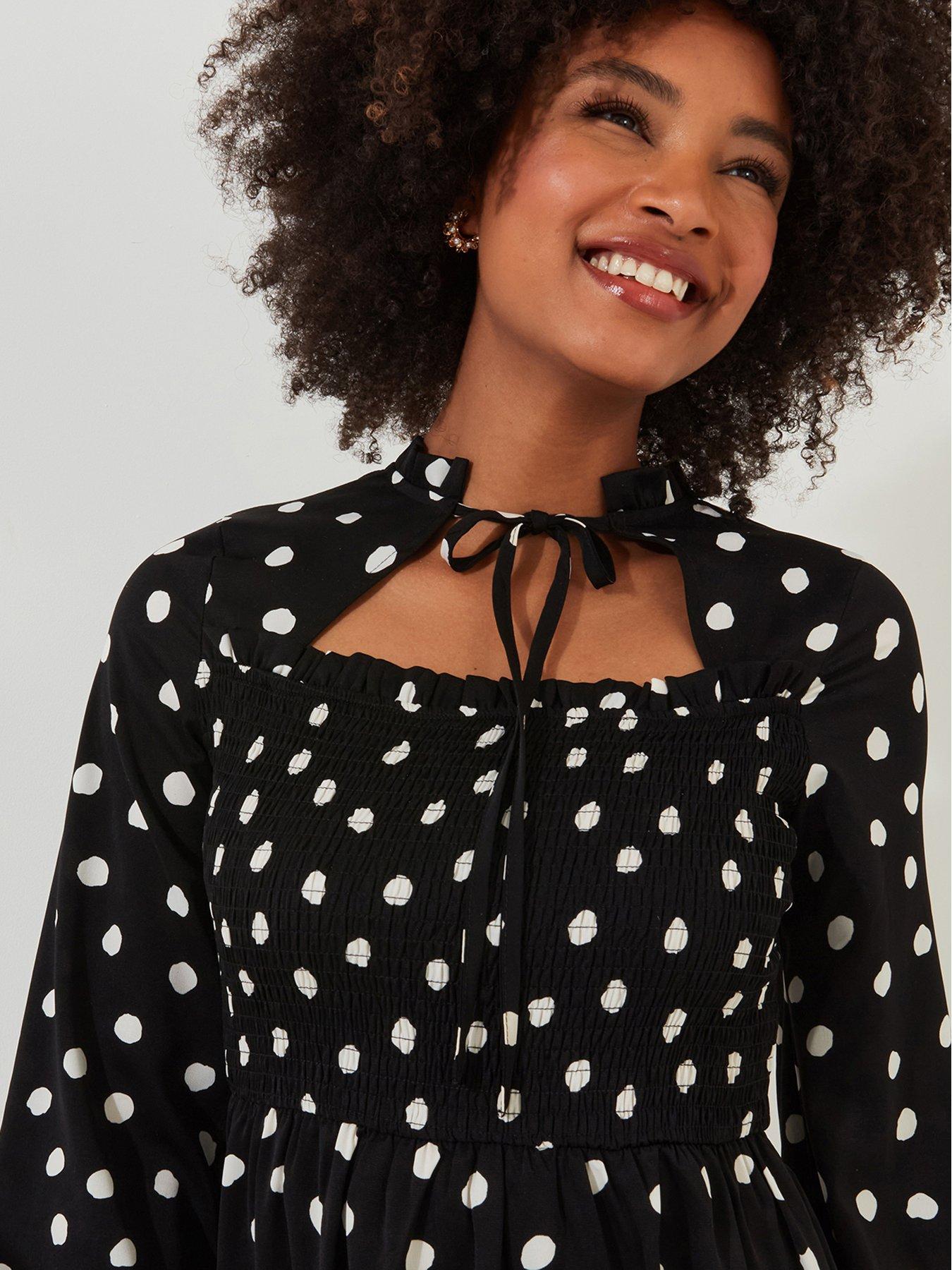 joe-browns-polka-dot-print-midi-dress-blackdetail