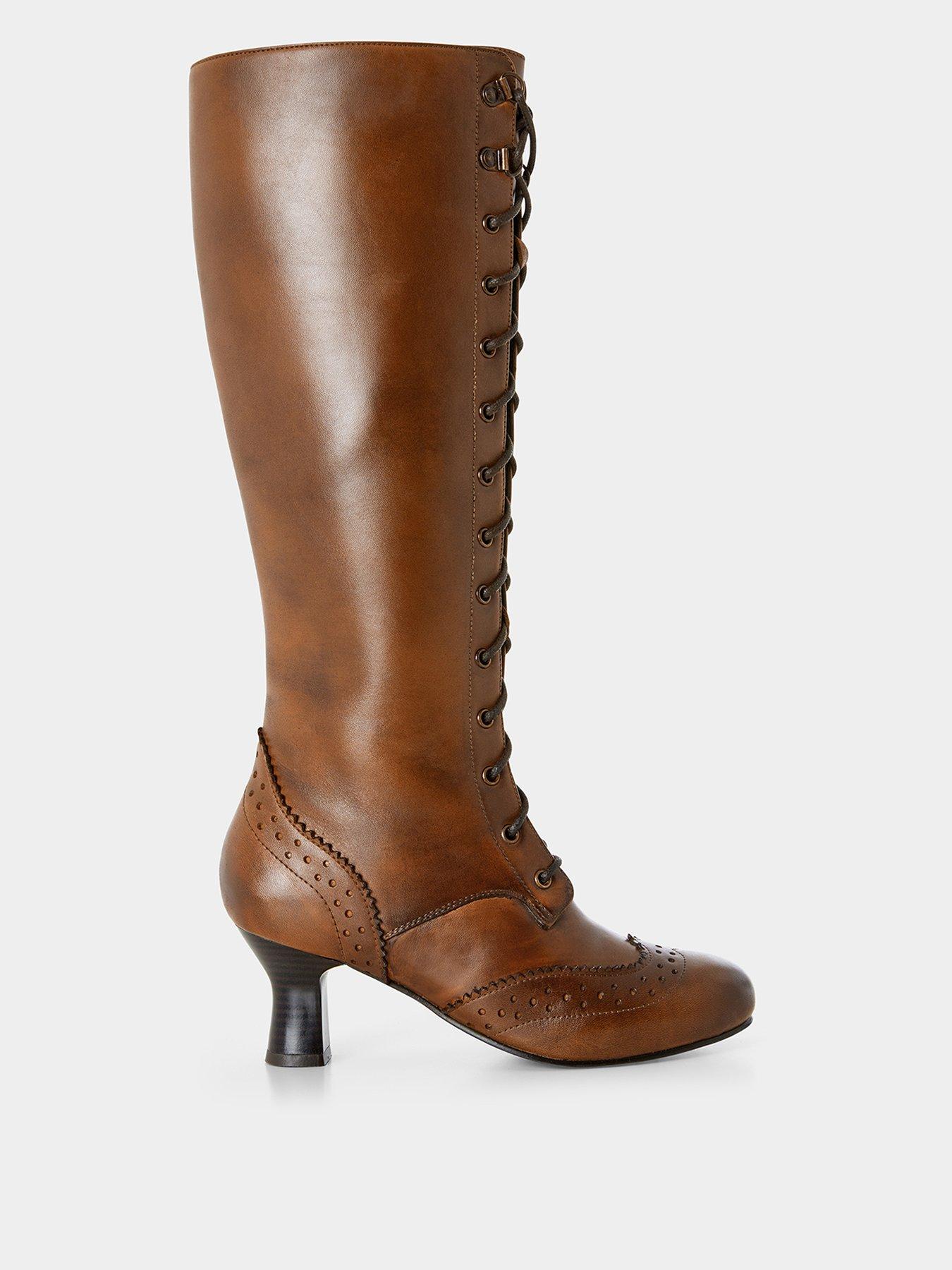 undefined Lace Up Leather Boots - Brown
