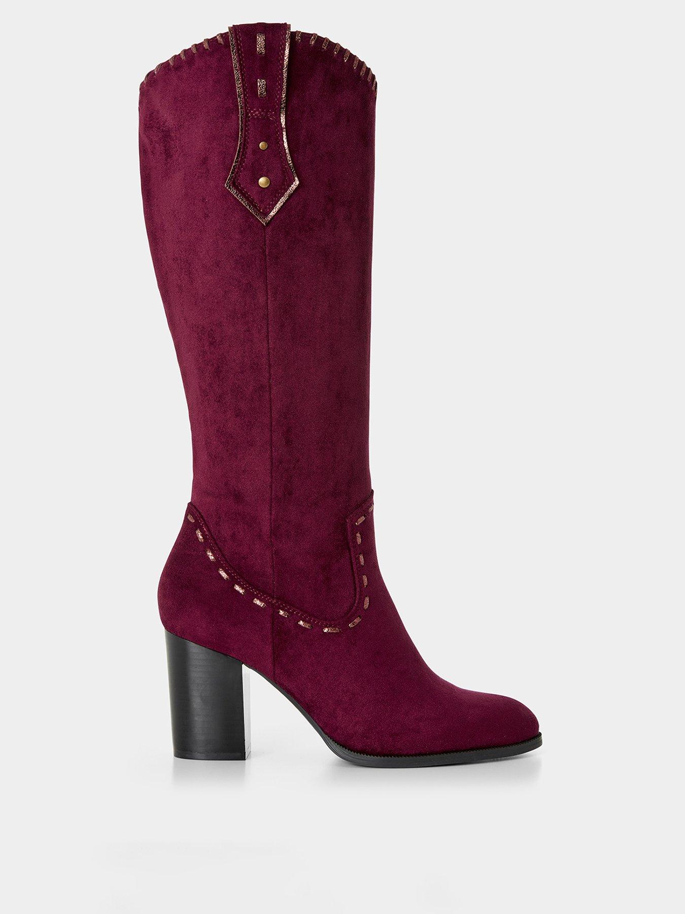 undefined Suede Western Calf Boot - Pink