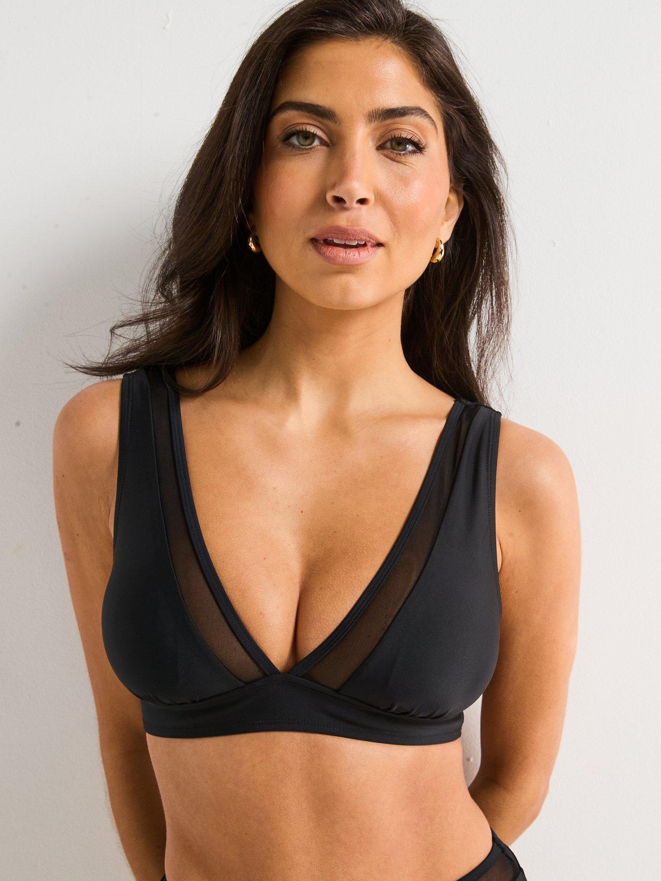 Image 2 of 6 of Everyday Shape Enhancing Mesh Insert Bikini Top - Black
