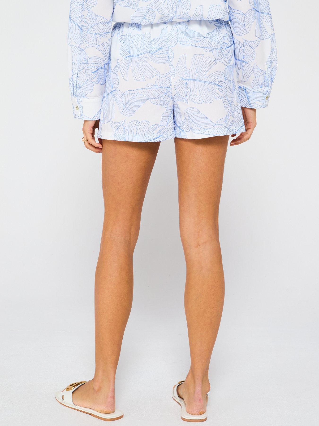 Image 2 of 5 of V by Very Leaf Embroidered Beach Shorts - Cream