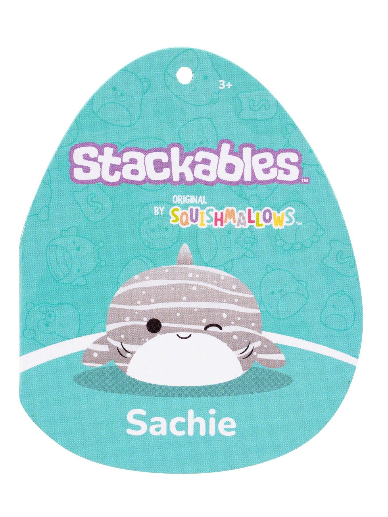 Image 6 of 7 of Squishmallows Original Squishmallows Stackables 12-Inch Sachie the Grey Striped Whale Shark