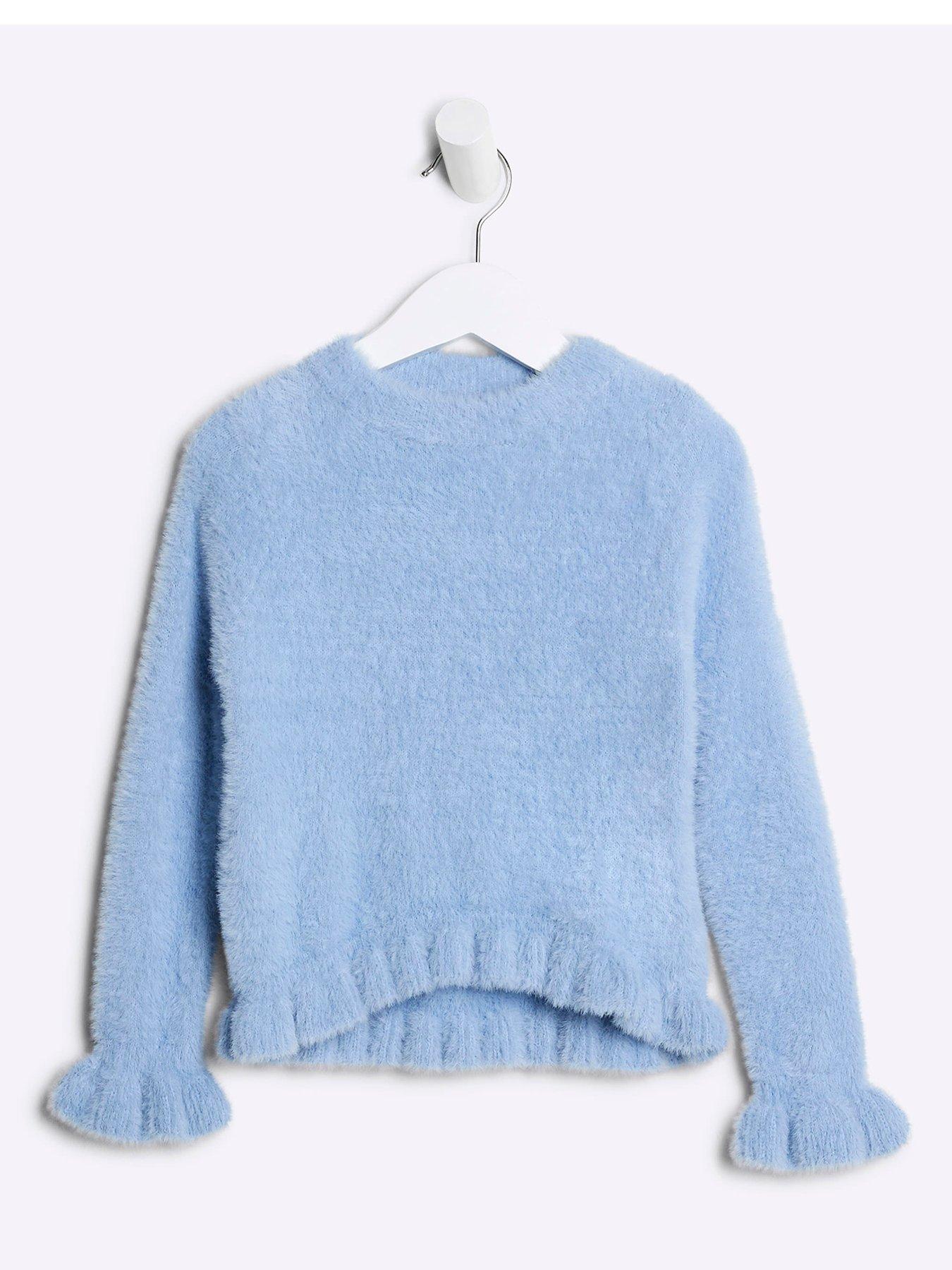 river-island-mini-mini-girls-fluff-knit-jumper-blue