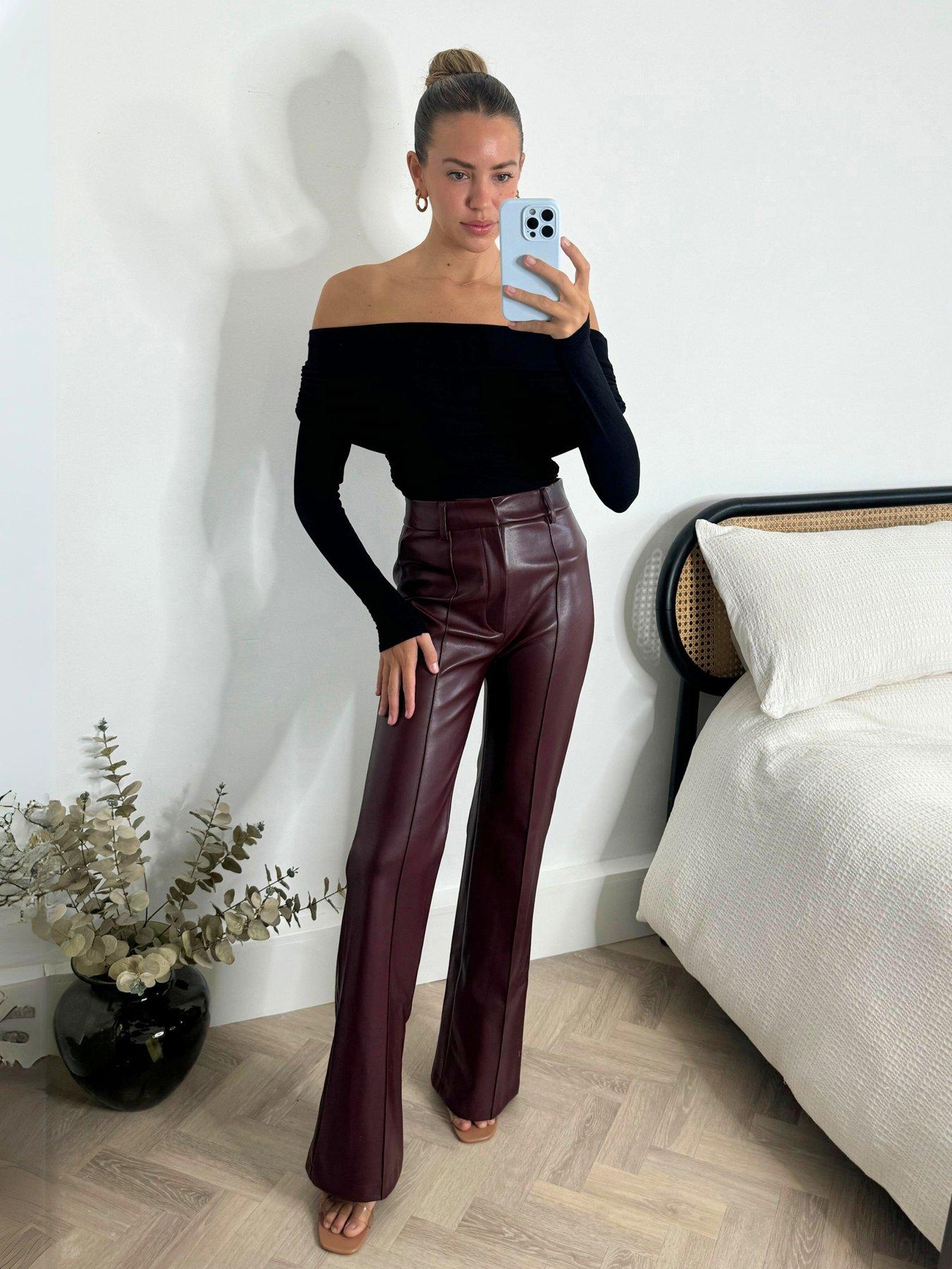 Image 1 of 4 of Style Cheat Pu Wide Leg Trouser - Red