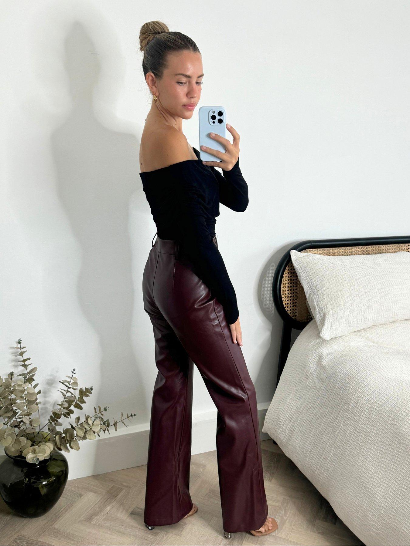 Image 2 of 4 of Style Cheat Pu Wide Leg Trouser - Red