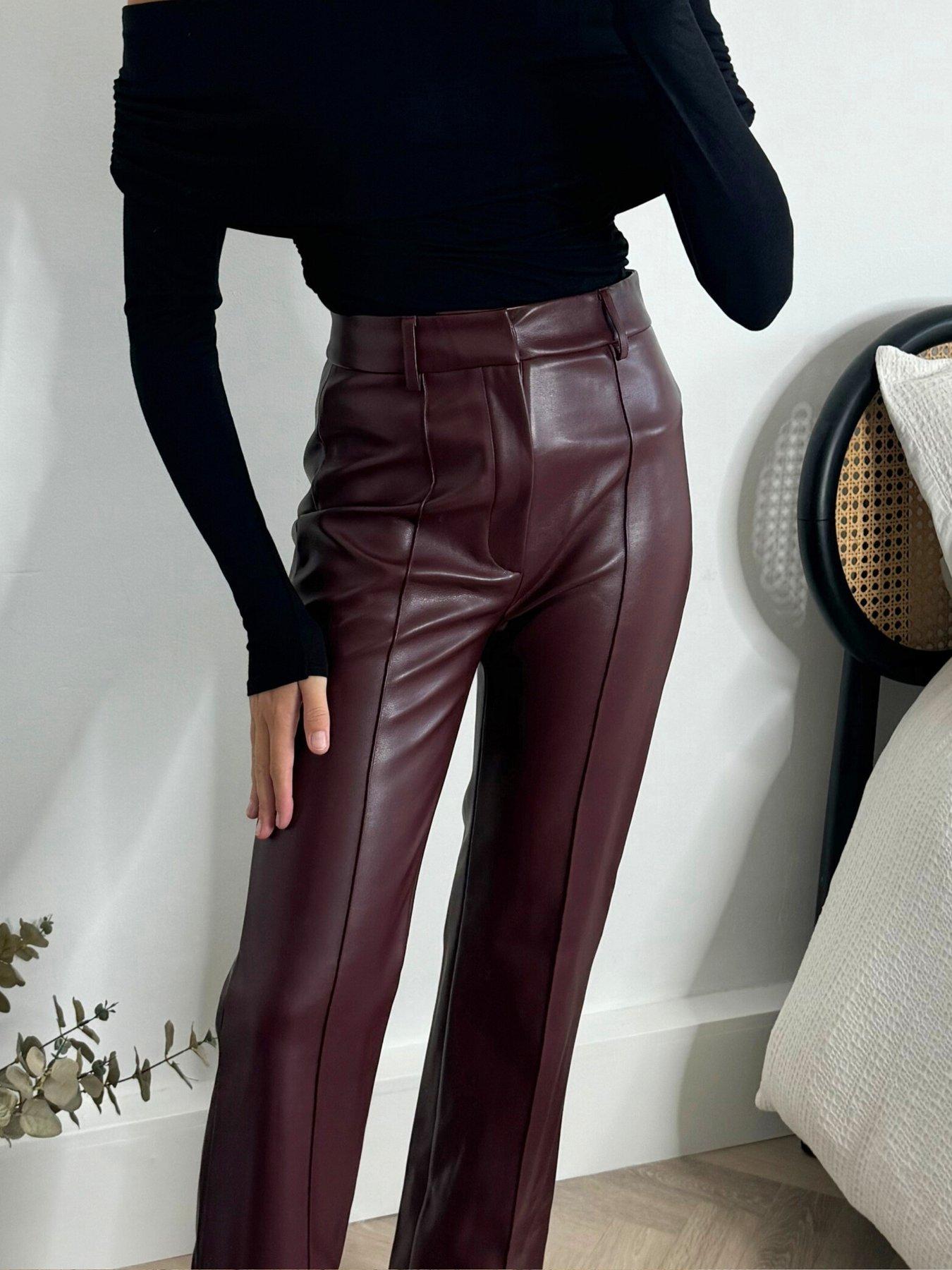 Image 3 of 4 of Style Cheat Pu Wide Leg Trouser - Red