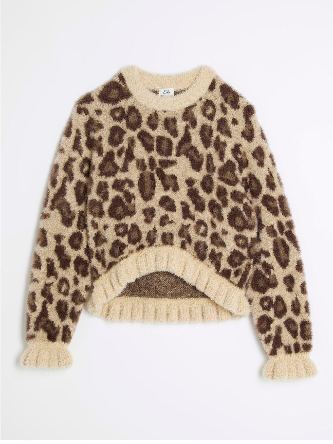 river-island-older-girl-leopard-fluffy-frill-jumper-brown