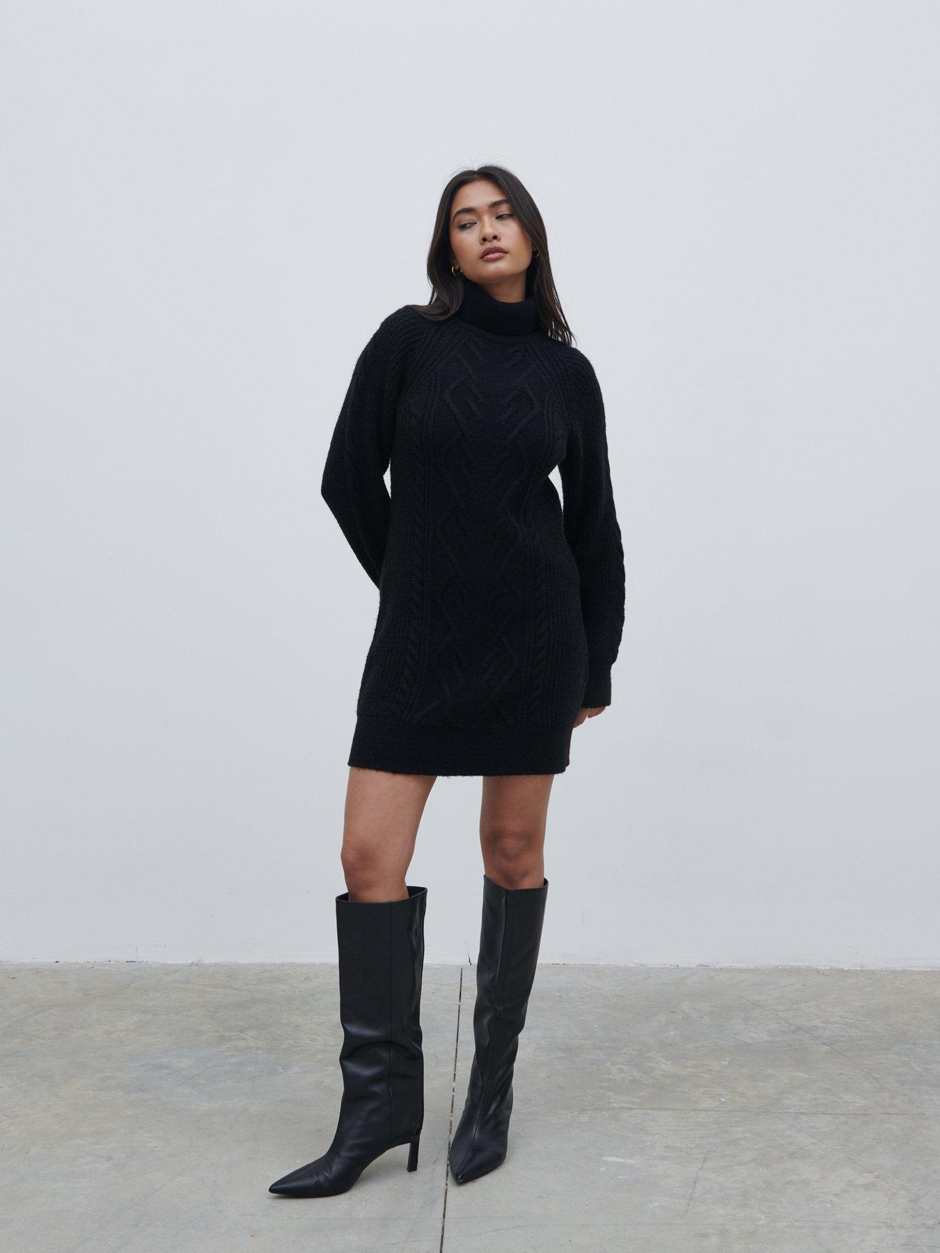 pretty-lavish-arabella-roll-neck-cable-knit-mini-dress-charcoal-blackback