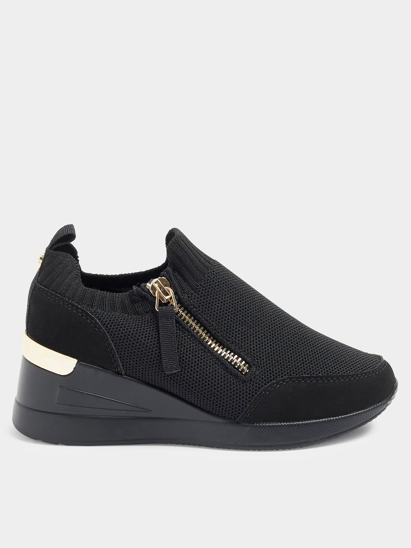 undefined Older Girl Knit Wedge Trainers - Black