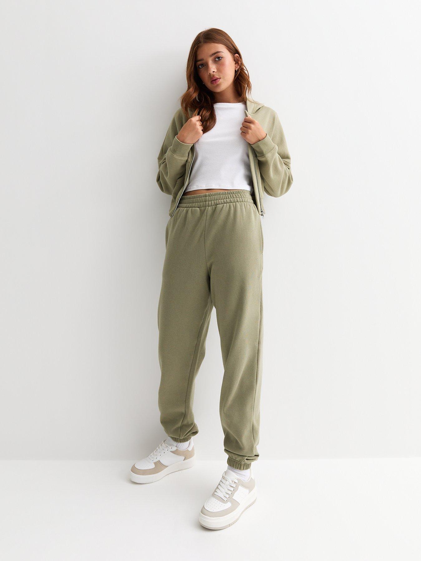 new-look-915-girls-khaki-high-waist-cuffed-joggers