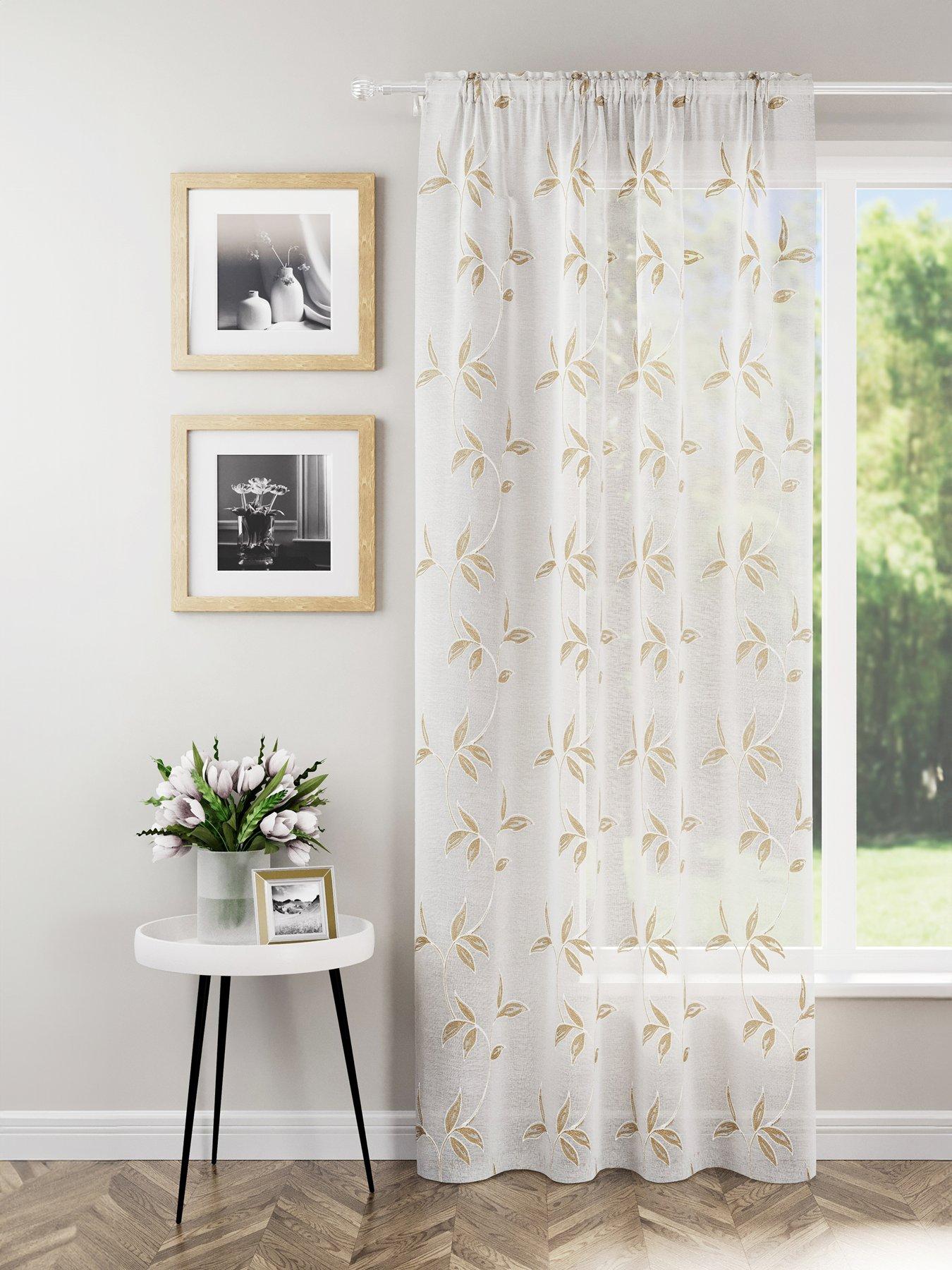 very-home-floral-trail-slot-top-voile-curtains