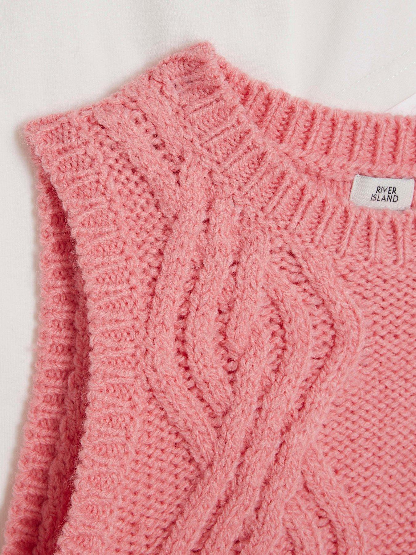 river-island-girls-cable-knit-vest-top-and-t-shirt-pinkoutfit