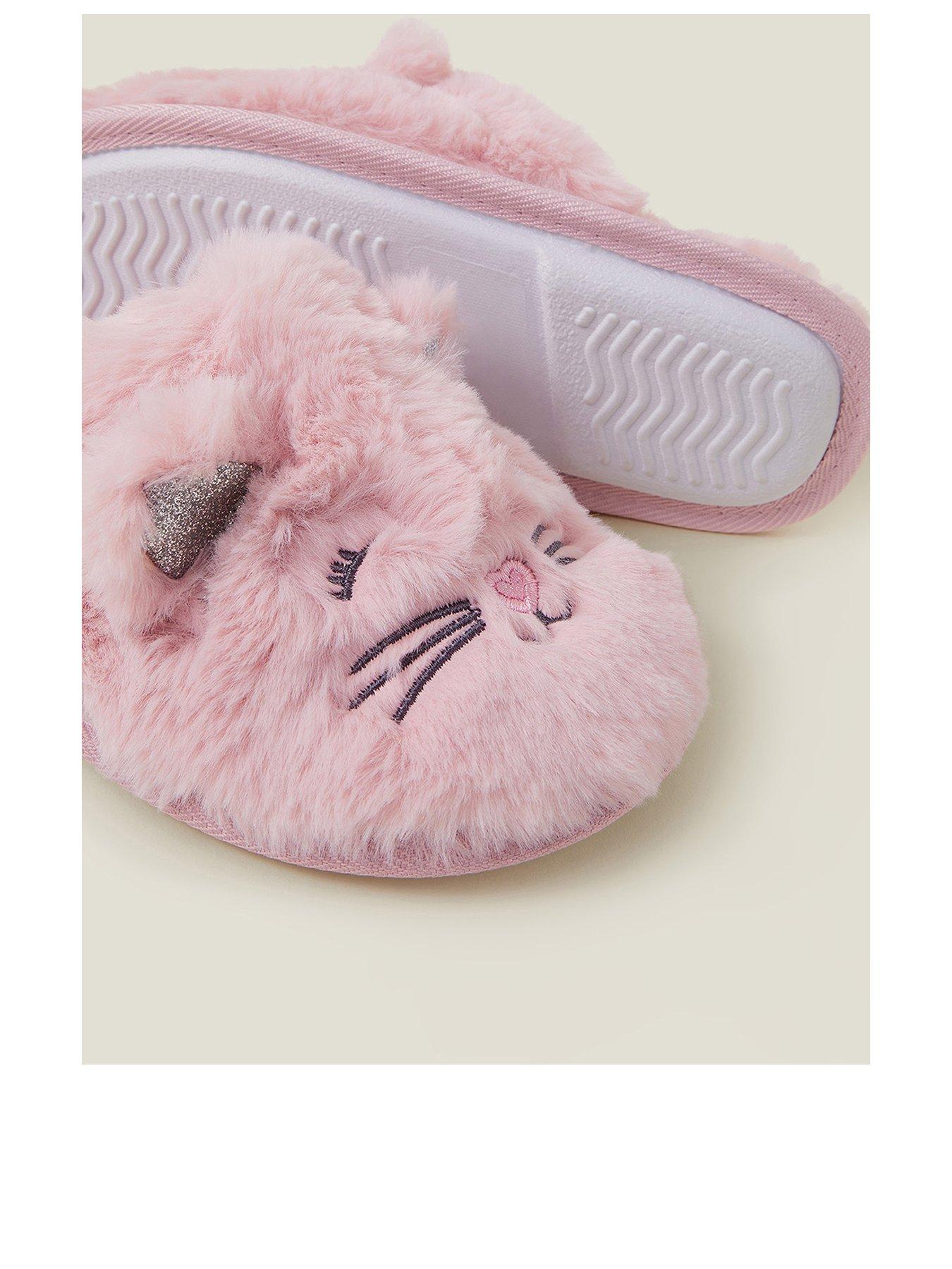 accessorize-girls-cat-fluffy-mules-pinkback