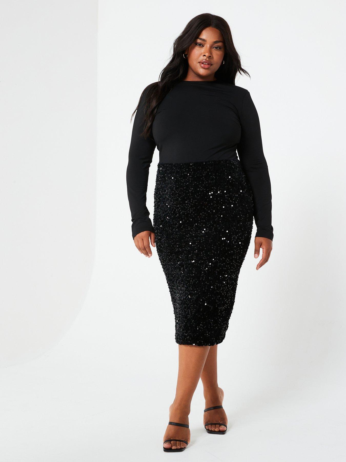 ax-paris-curve-velvet-sequin-2-in-1-midi-dress-black