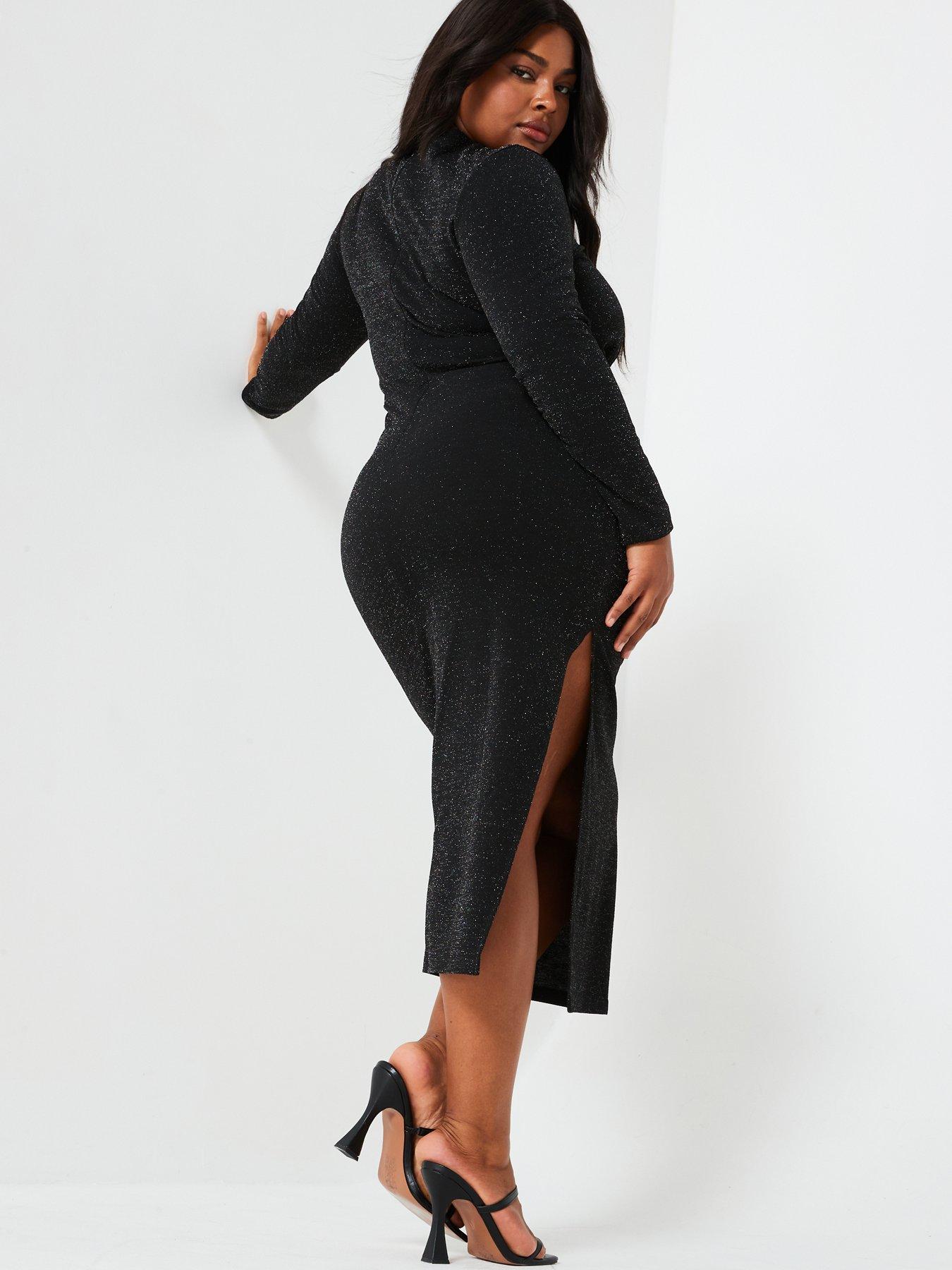 ax-paris-curve-sparkle-long-sleeve-ruched-bodycon-midi-dress-blackstillFront