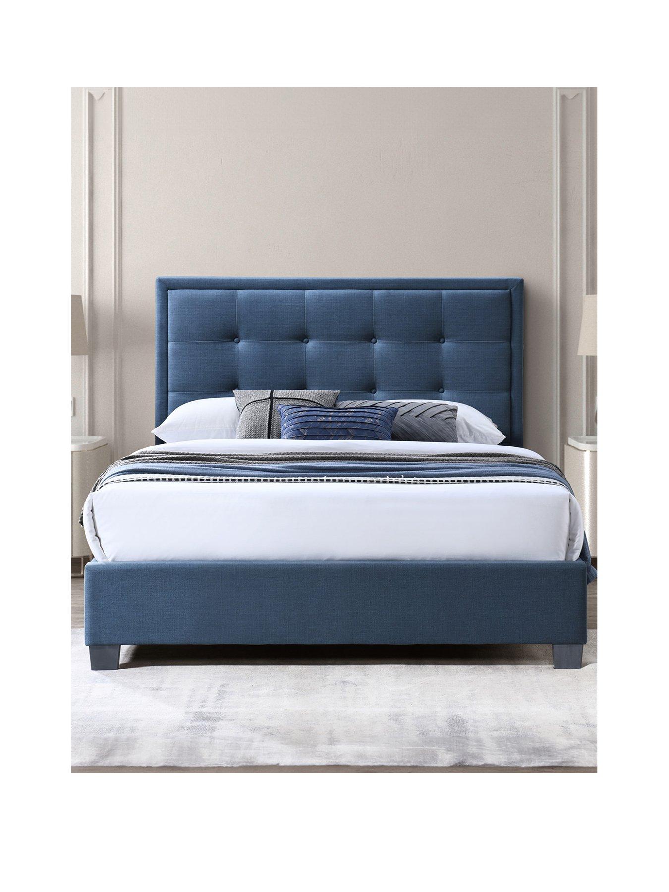 very-home-gainford-fabric-bed-frame-with-mattress-options-buy-amp-save-steel-bluestillFront