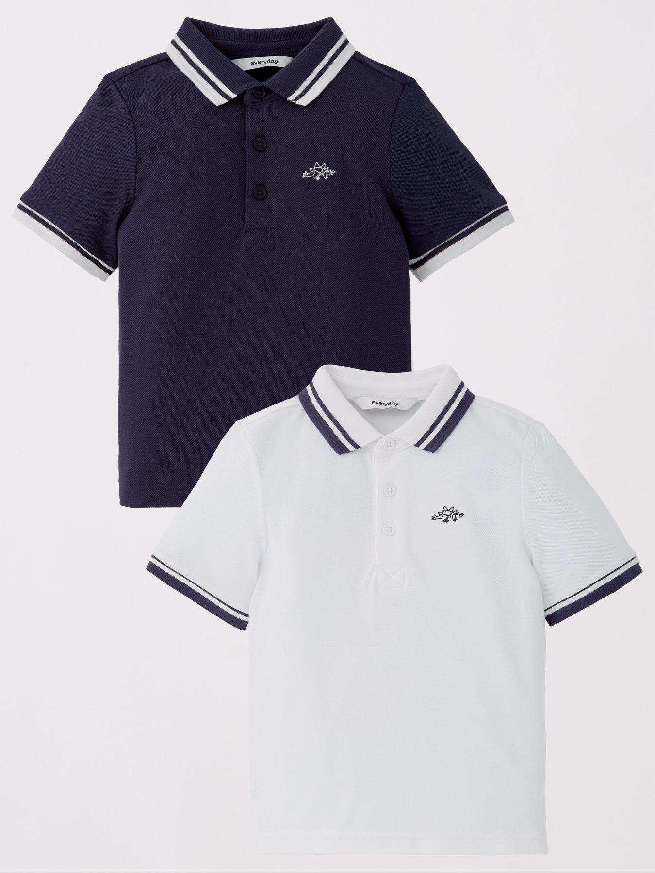 Everyday Boys 2 Pack White and Navy Polo