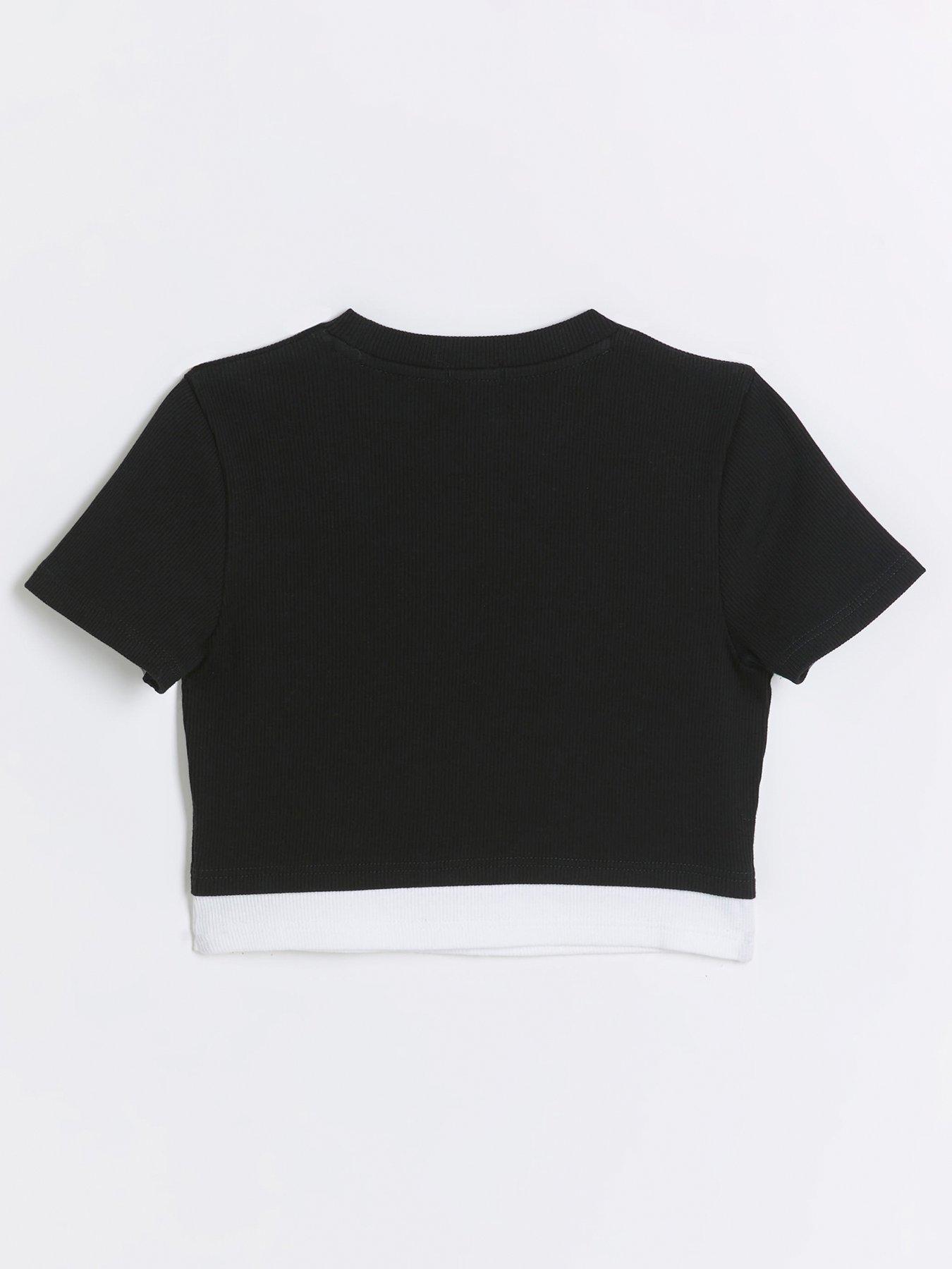 river-island-older-girl-ribbed-double-hem-t-shirt-blackback