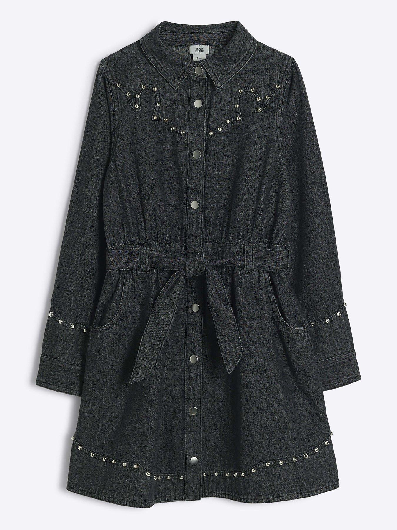 river-island-older-girl-studded-belted-shirt-dress-grey