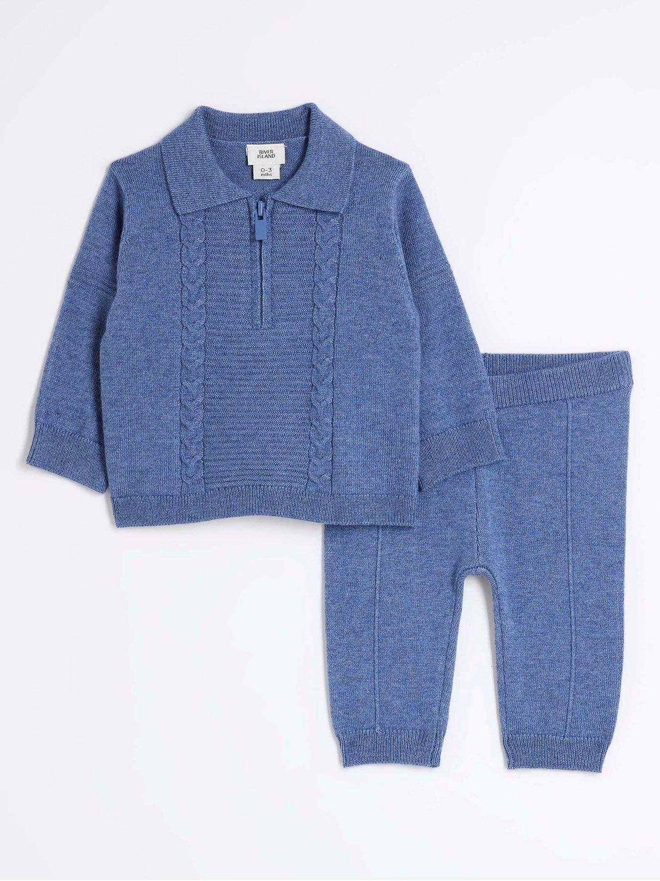 river-island-baby-baby-boy-cable-knit-polo-set-navy