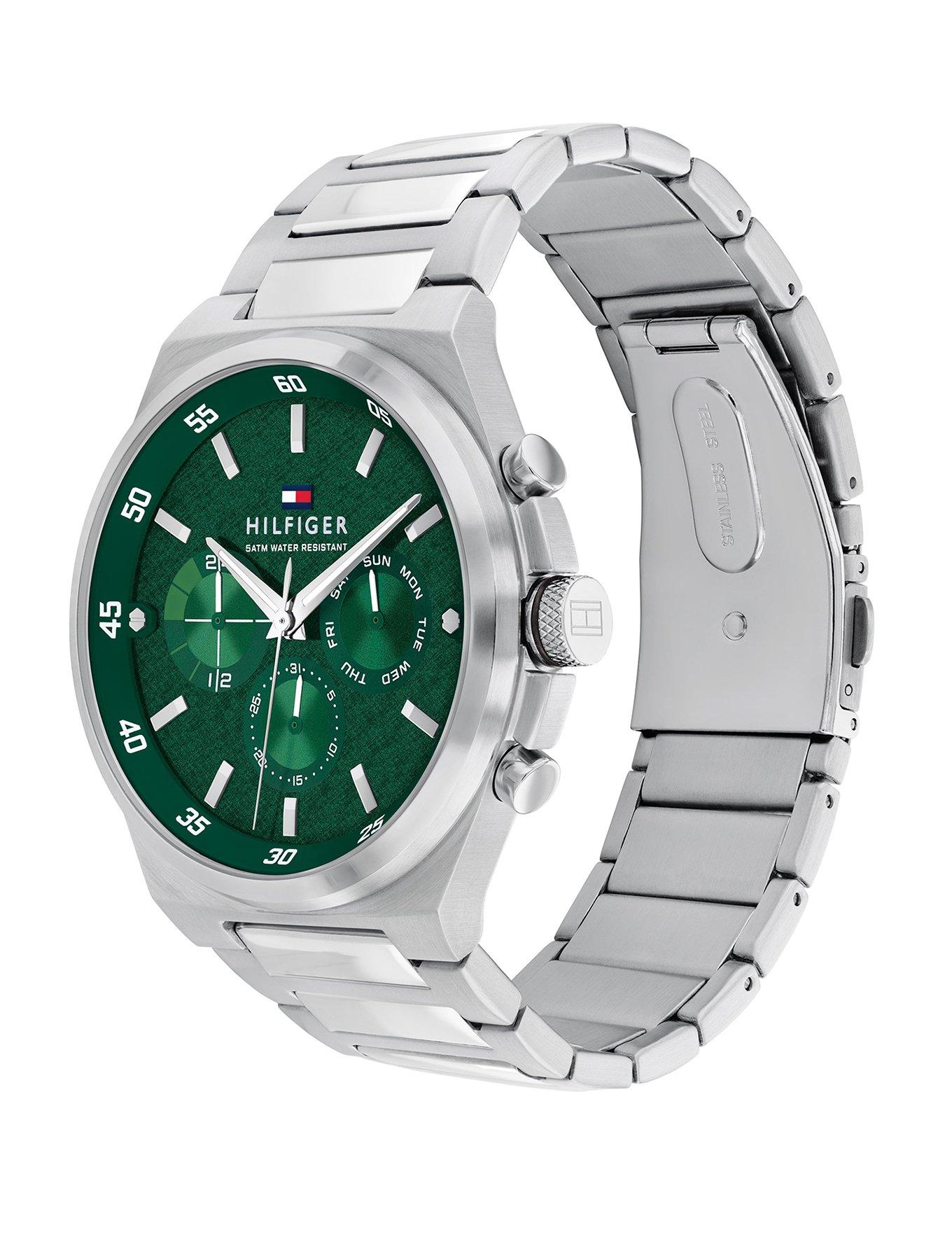 tommy-hilfiger-dexter-mens-green-stainless-steel-watchstillFront