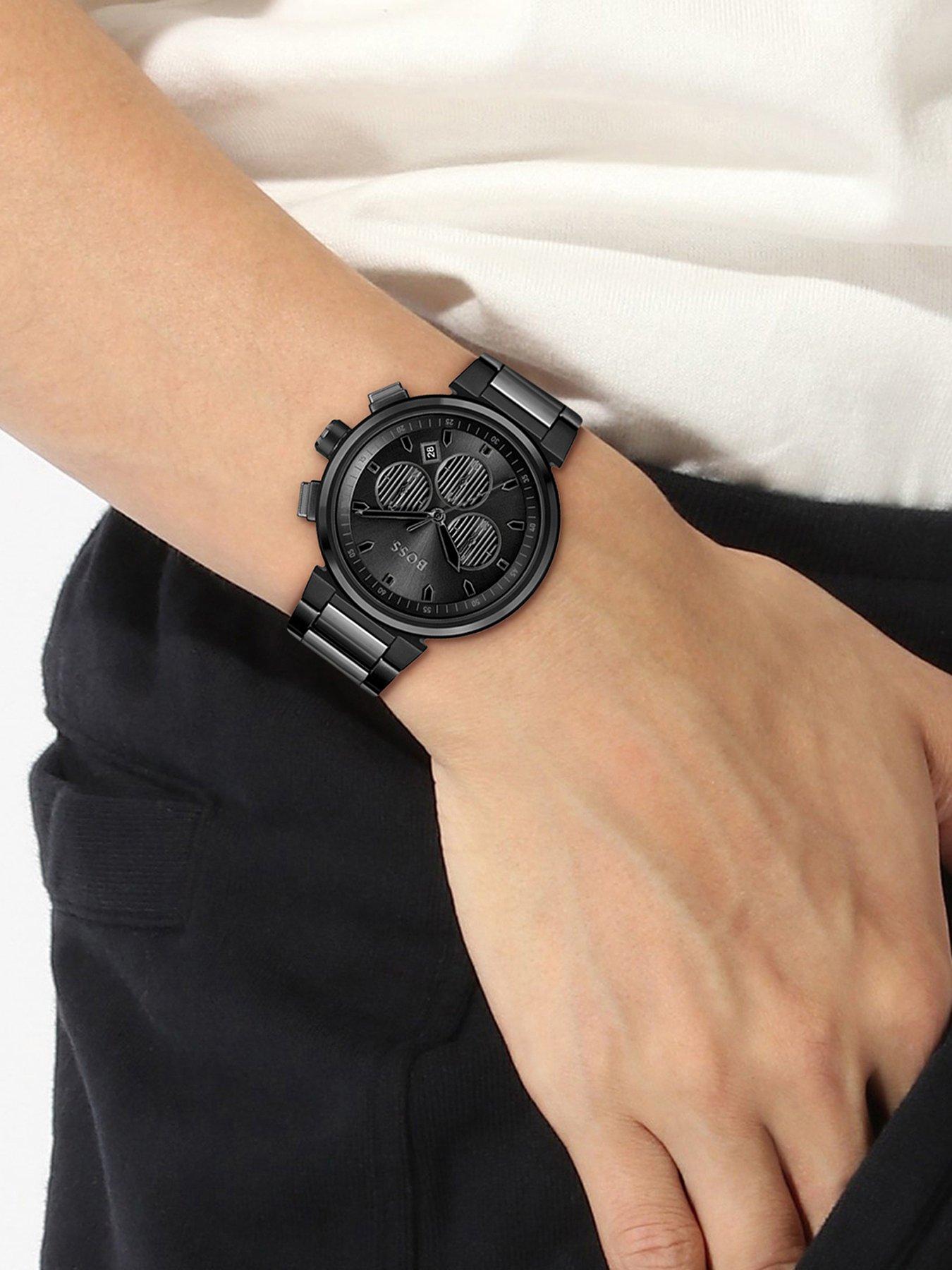 boss-one-black-ip-bracelet-mens-watchoutfit