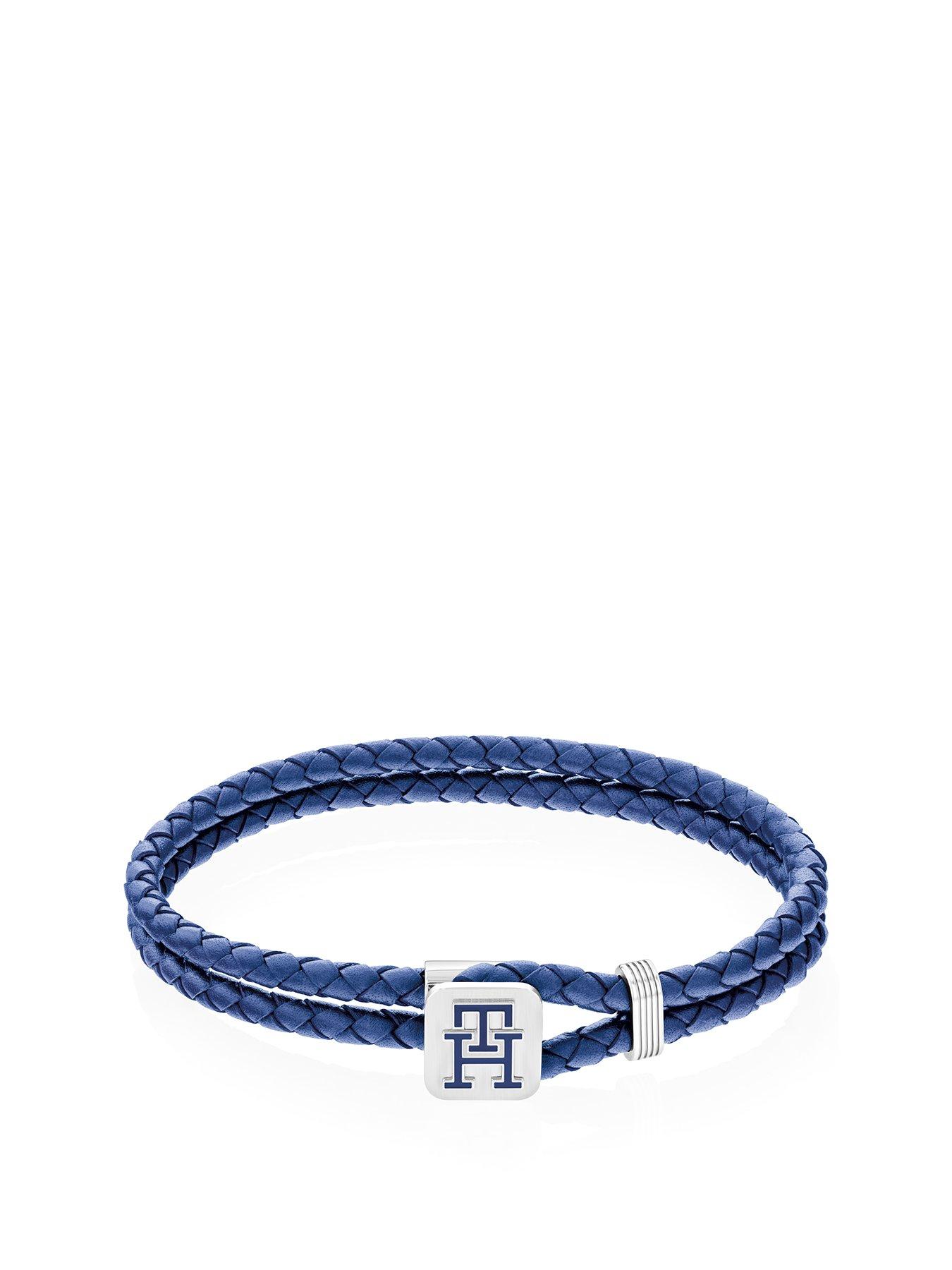 Tommy Hilfiger Men's Monogram Blue Leather bracelet