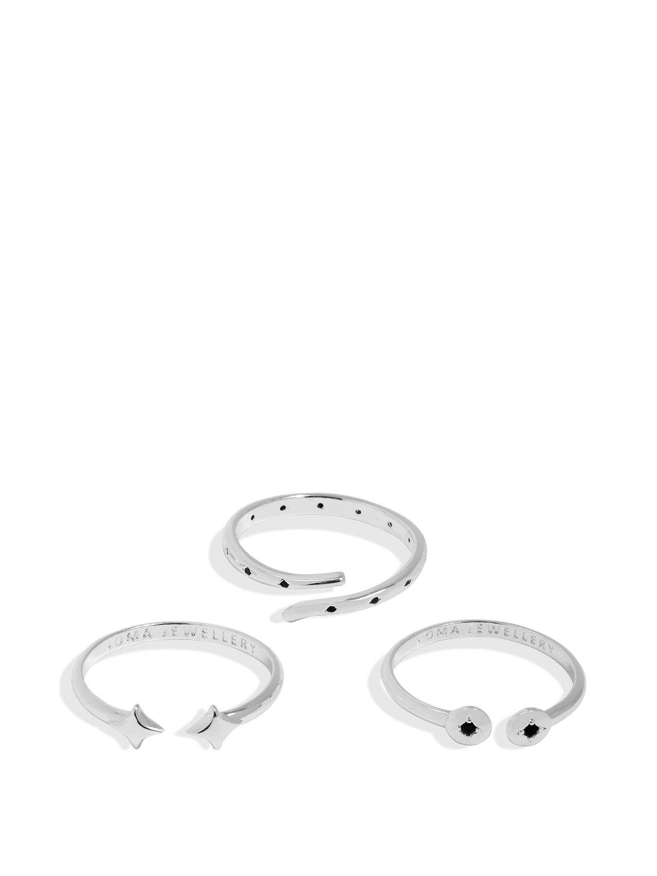 Joma Jewellery STACKS OF STYLE SILVER GEM Silver Plated Set of 3 Rings Very Ireland
