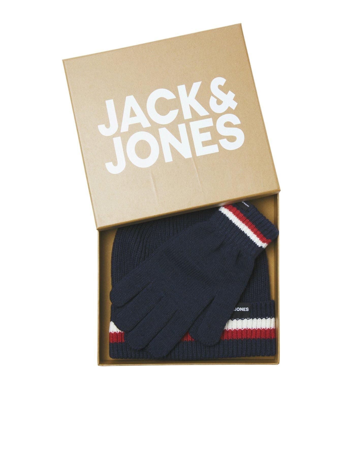Image 2 of 2 of Jack & Jones Junior Boys Knitted Make Beanie &amp; Gloves Giftbox - Navy Blazer