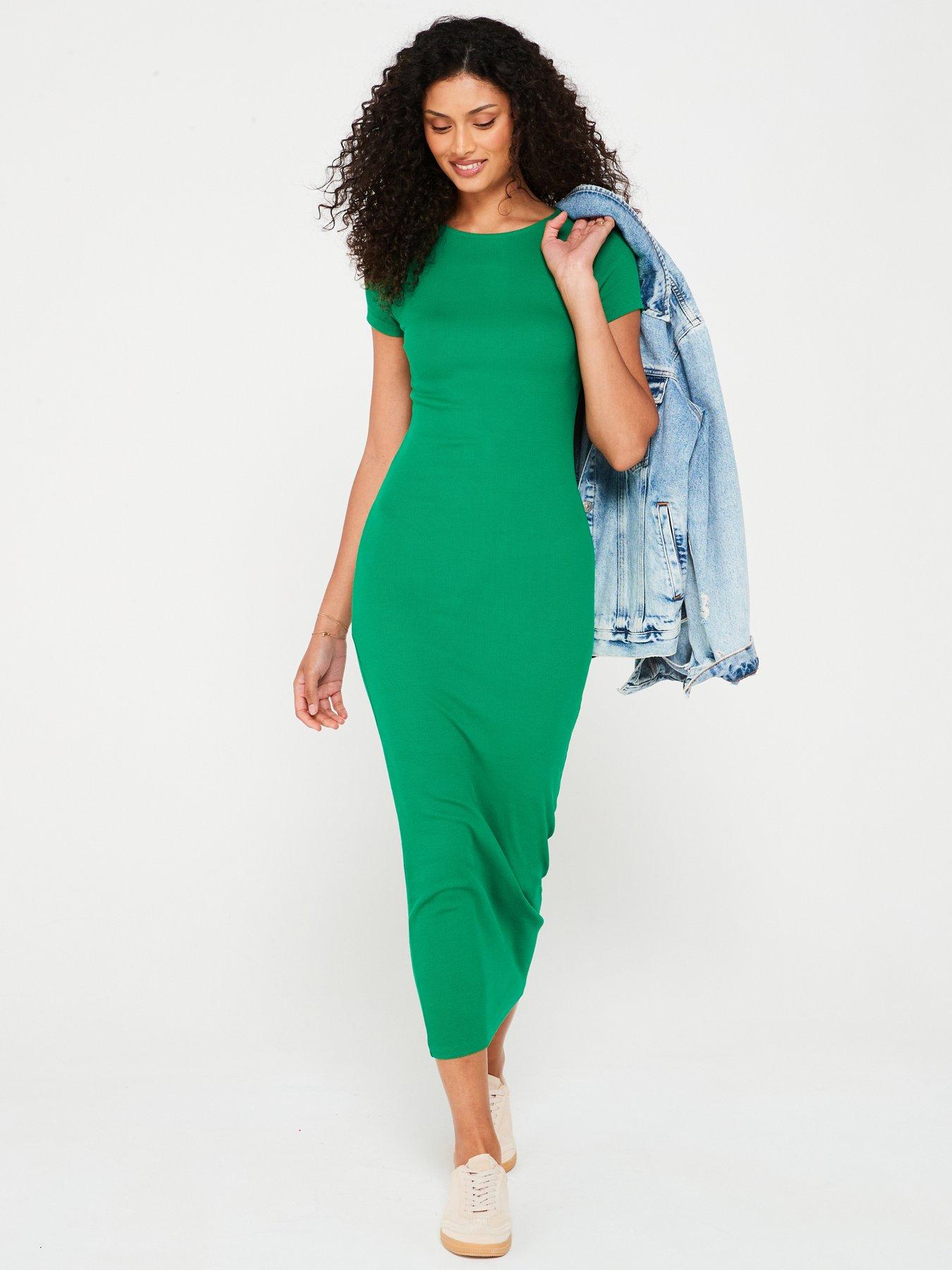 new-look-cap-sleeve-ribbed-midi-dress-bright-greenback