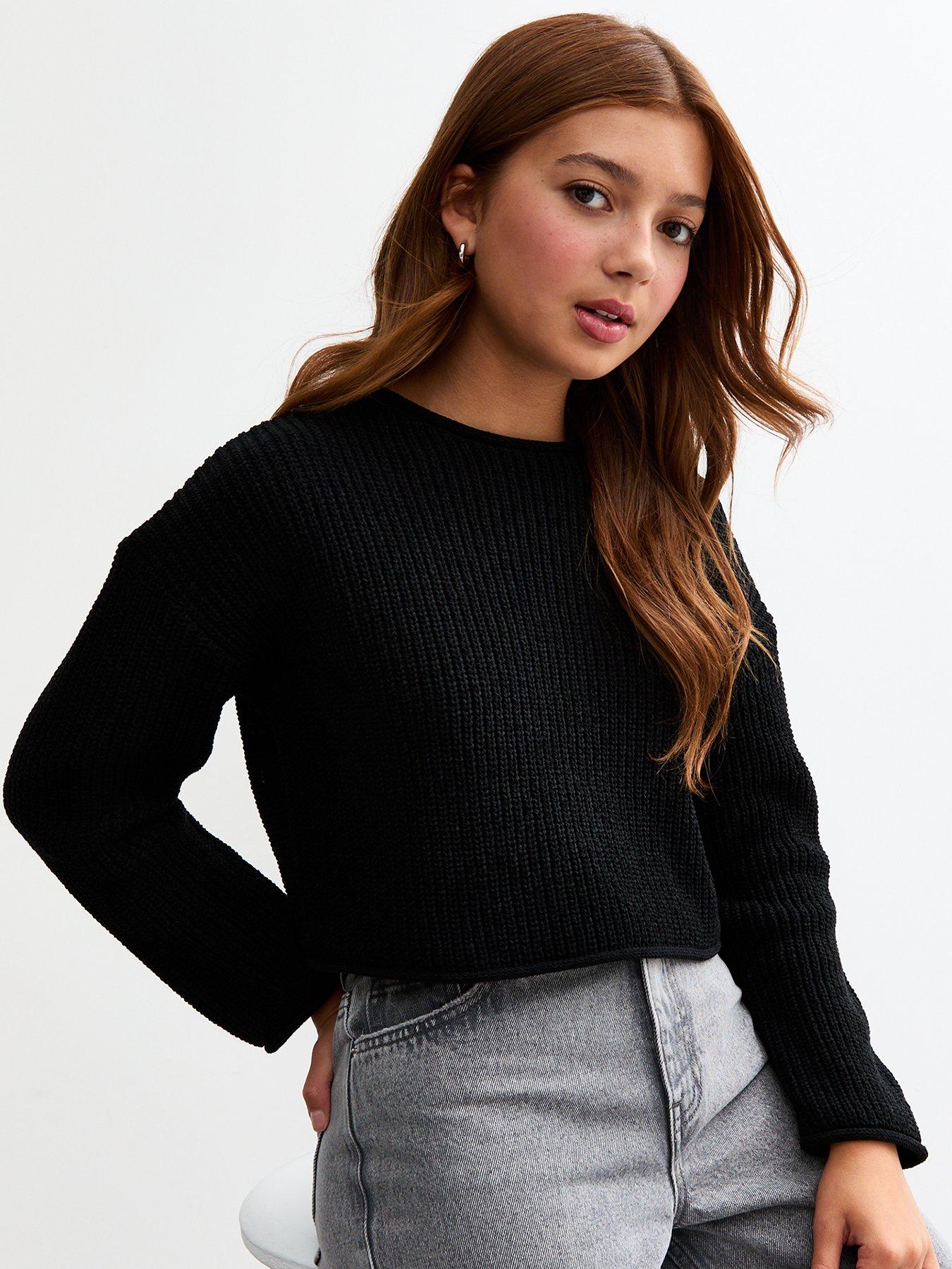 new-look-915-girls-black-chunky-knit-jumper