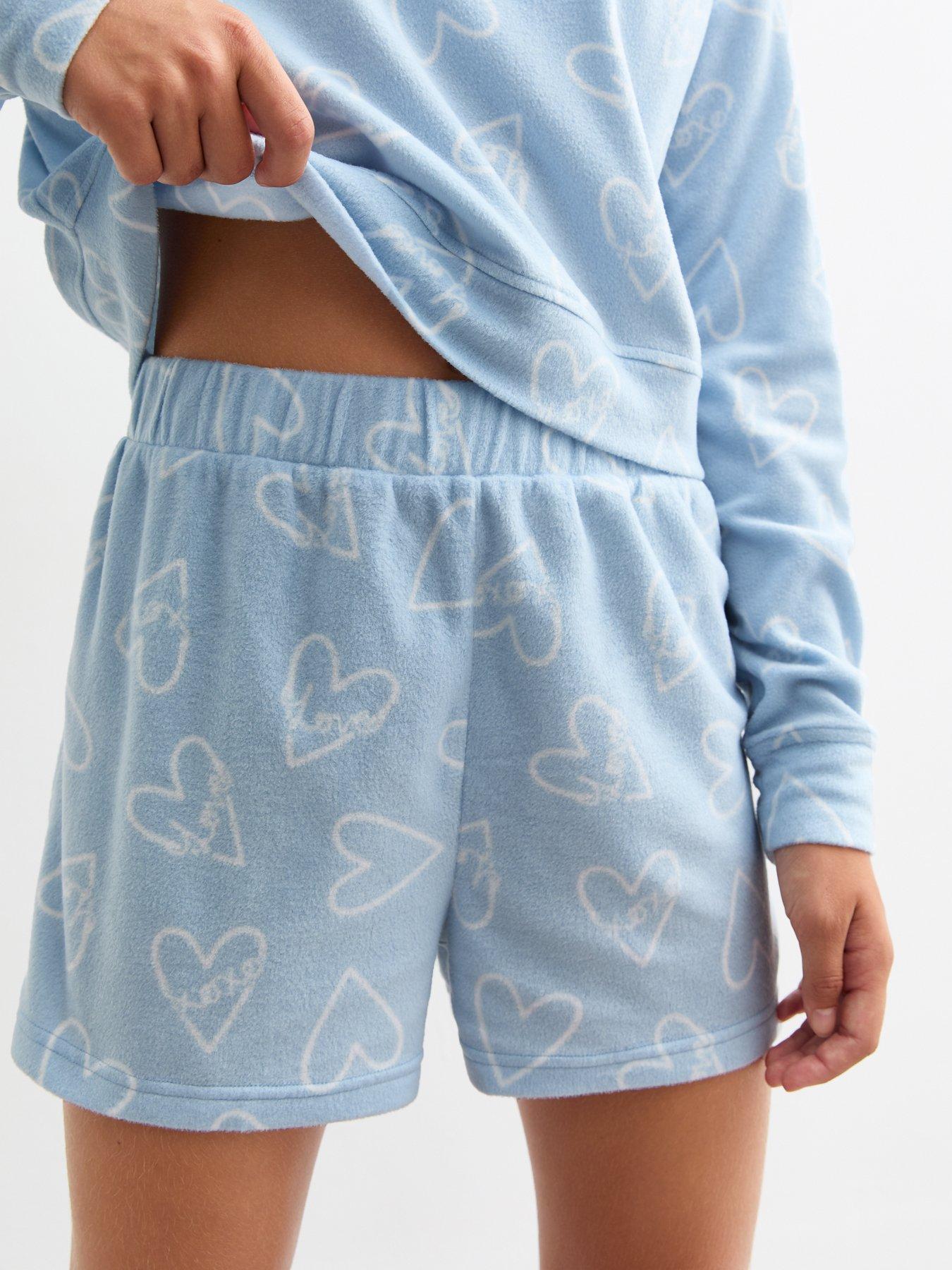 new-look-915-girls-blue-heart-fleece-short-pyjama-setdetail