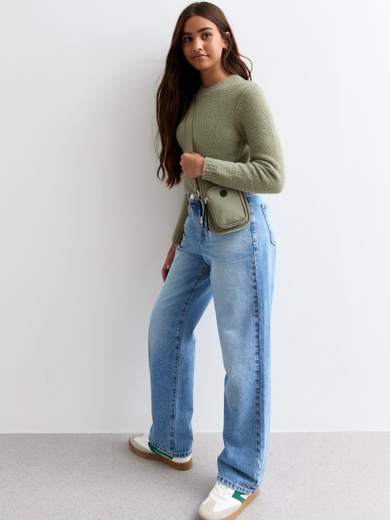 new-look-915-girls-olive-teddy-cropped-jumperback