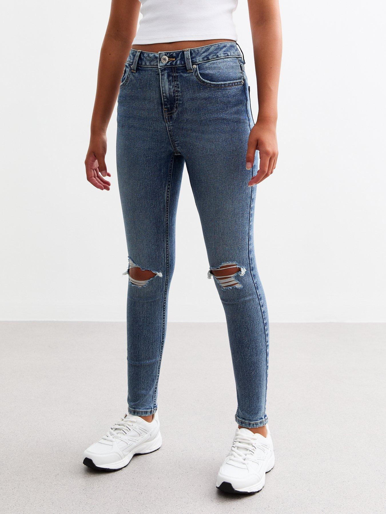 new-look-915-girls-blue-ripped-knee-skinny-jeansfront