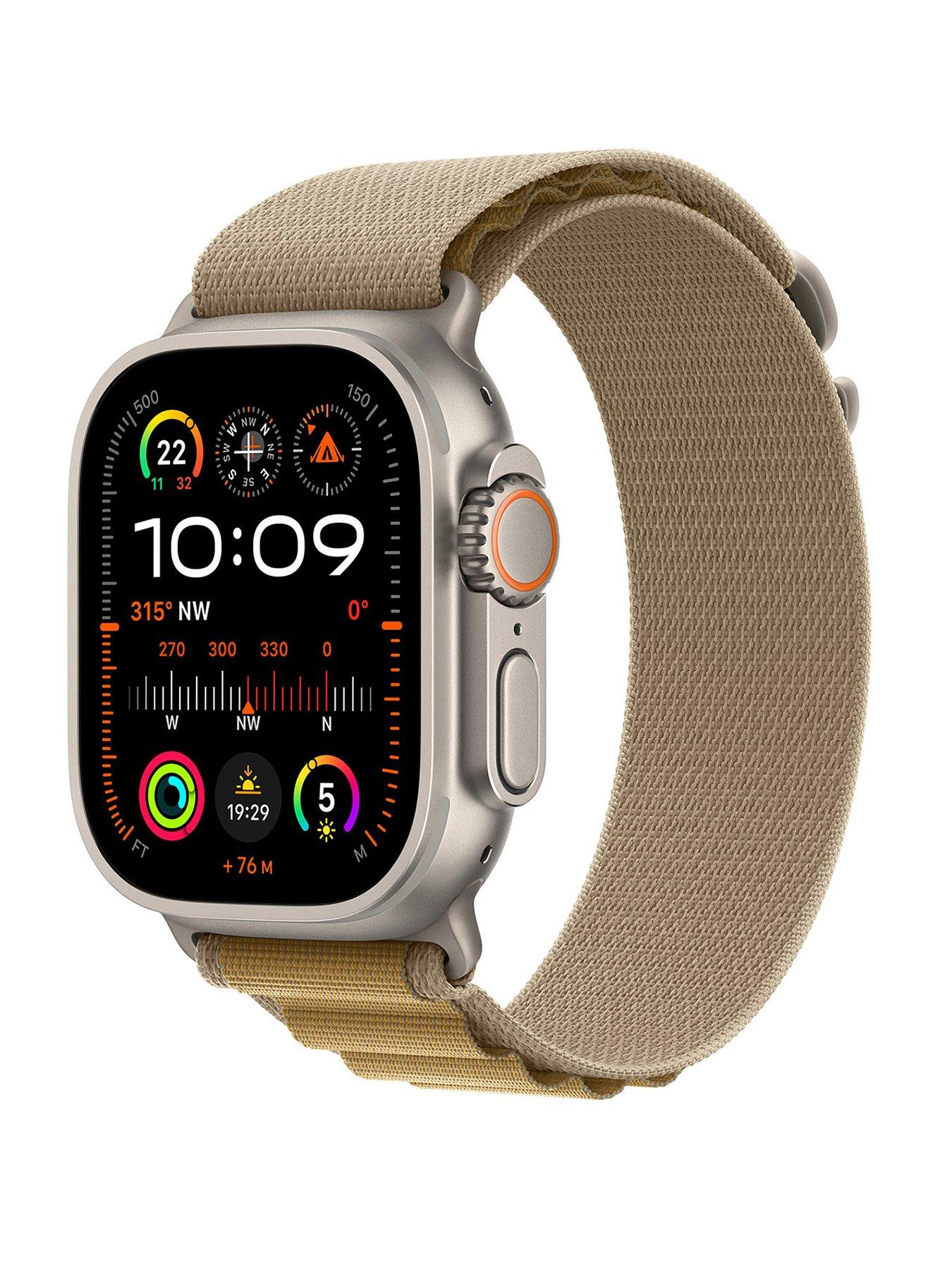 Image 1 of 7 of Apple Watch Ultra 2 (GPS + Cellular, 2024),&nbsp;49mm Natural Titanium Case with Tan Alpine Loop - Medium