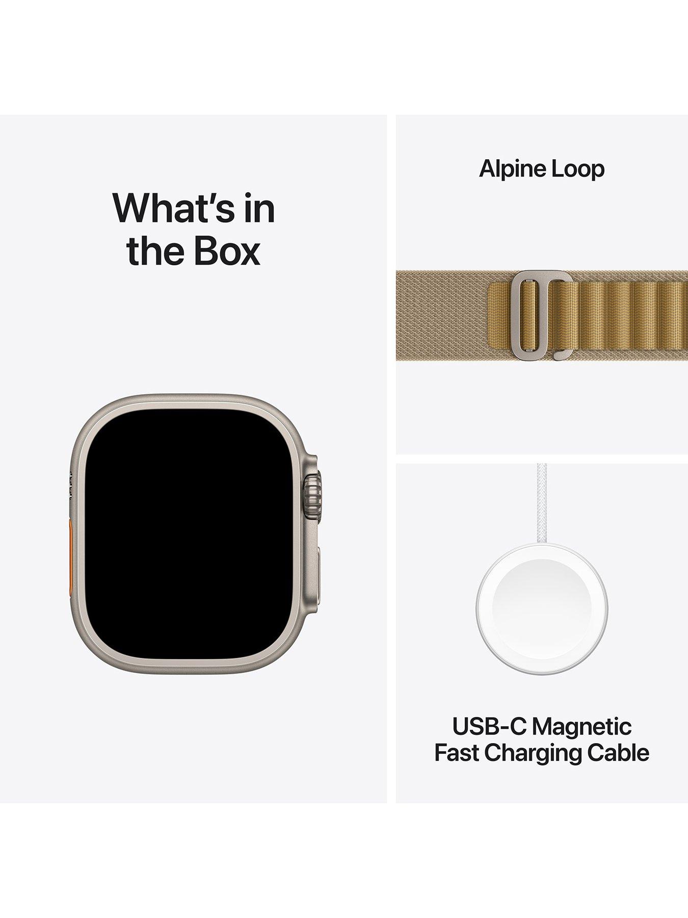 Image 7 of 7 of Apple Watch Ultra 2 (GPS + Cellular, 2024),&nbsp;49mm Natural Titanium Case with Tan Alpine Loop - Medium