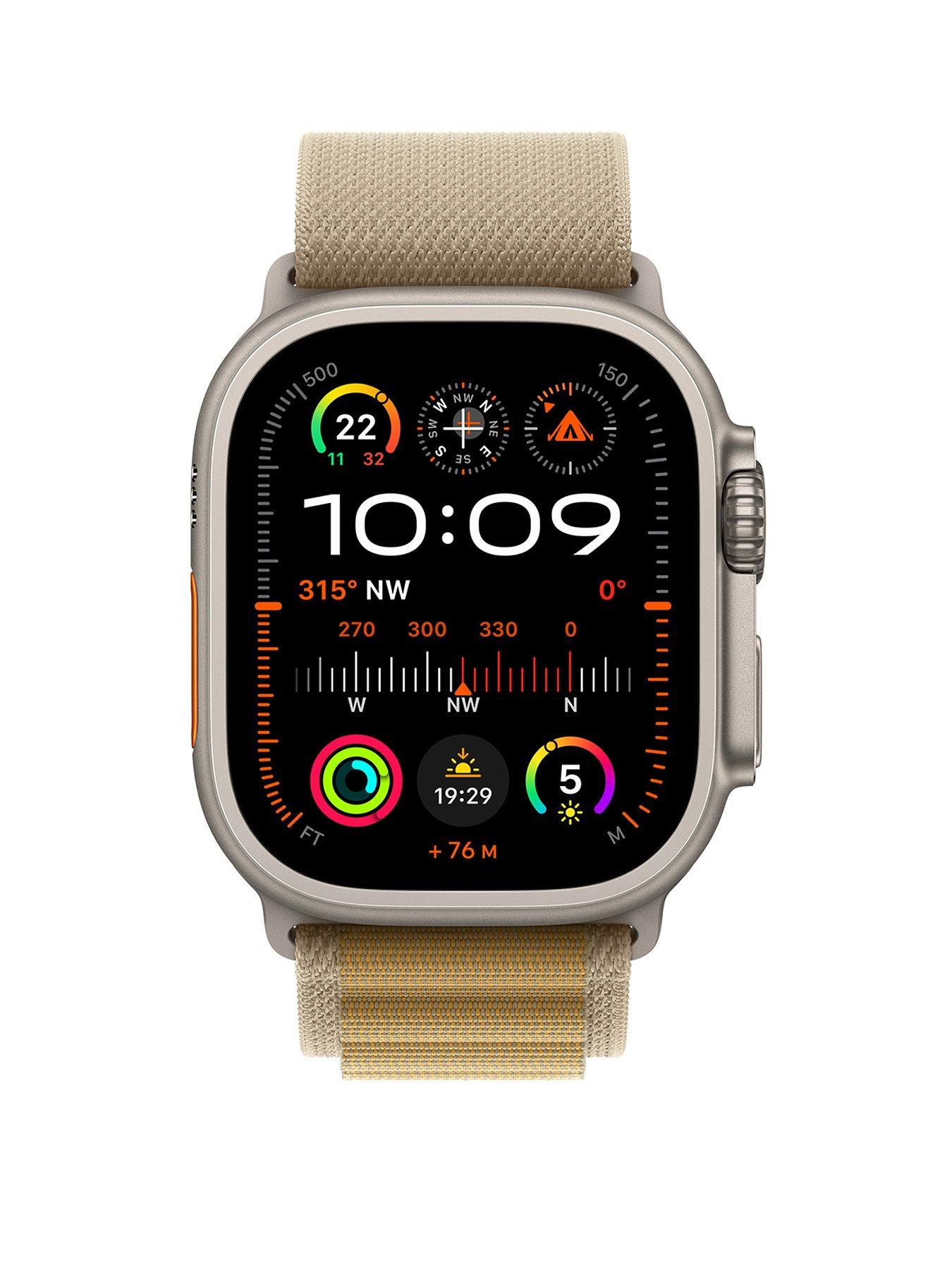 Image 2 of 7 of Apple Watch Ultra 2 (GPS + Cellular, 2024), 49mm Natural Titanium Case with Tan Alpine Loop - Large
