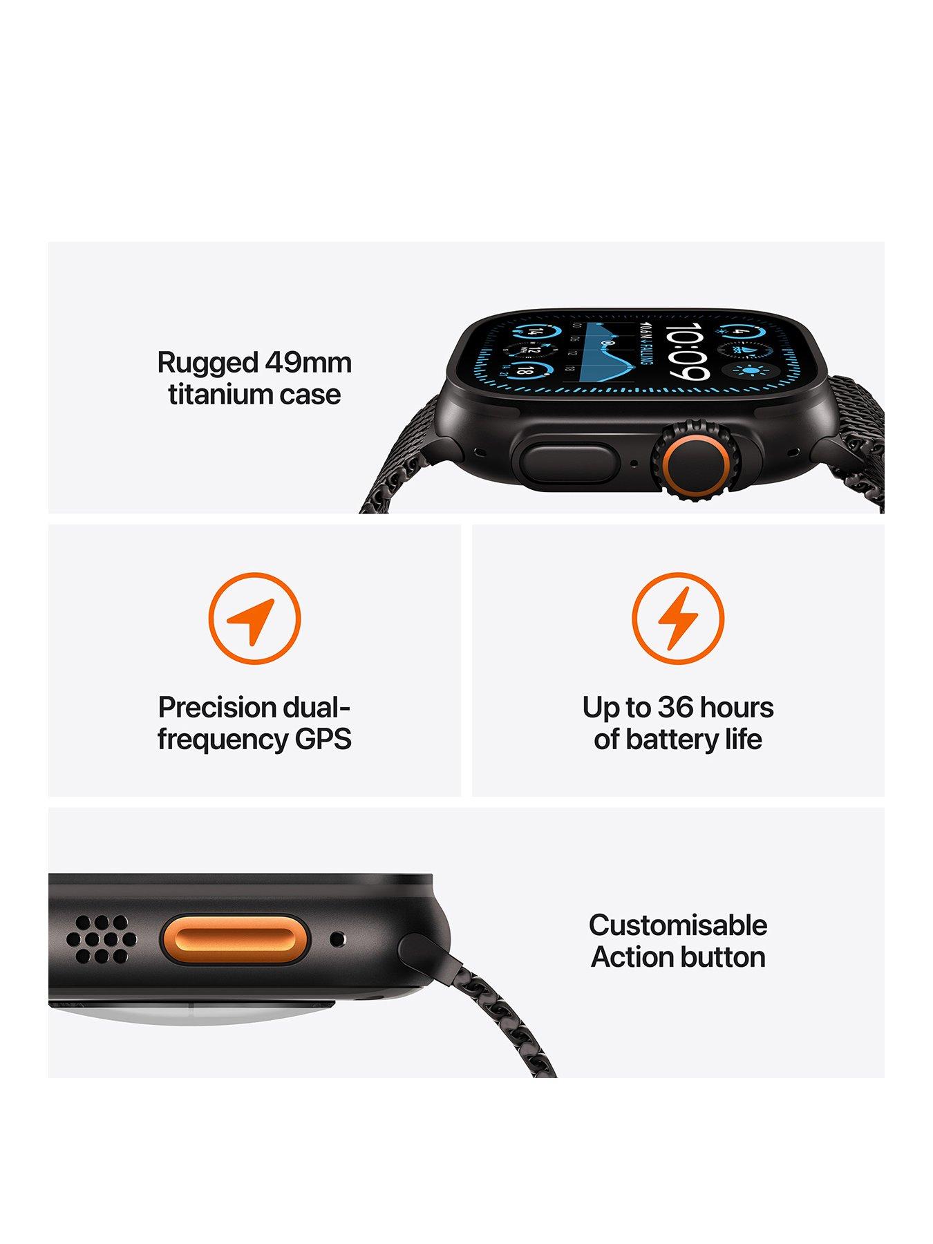Image 3 of 7 of Apple Watch Ultra 2 (GPS + Cellular, 2024), 49mm Natural Titanium Case with Blue Trail Loop - S/M