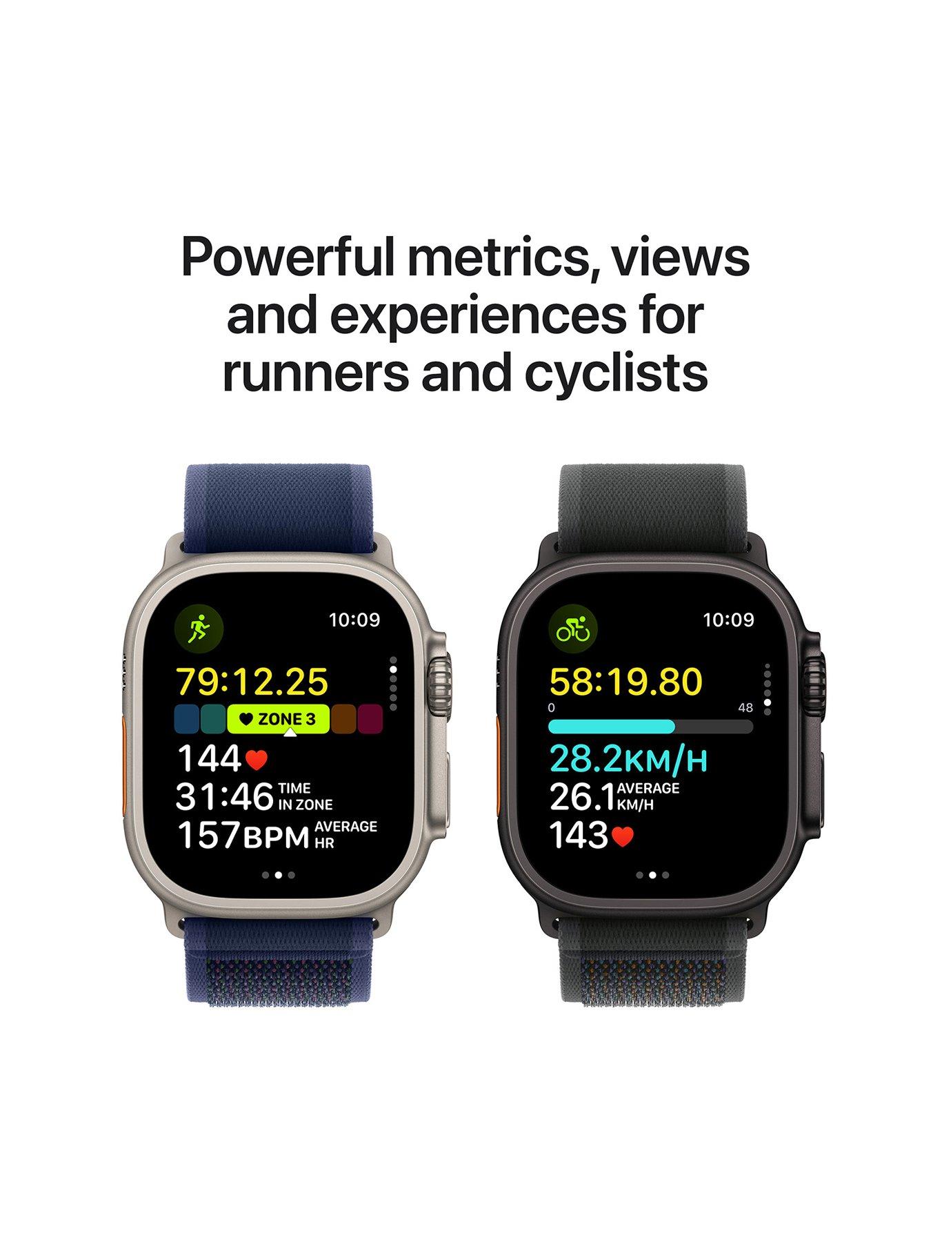 Image 4 of 7 of Apple Watch Ultra 2 (GPS + Cellular, 2024), 49mm Natural Titanium Case with Blue Trail Loop - S/M