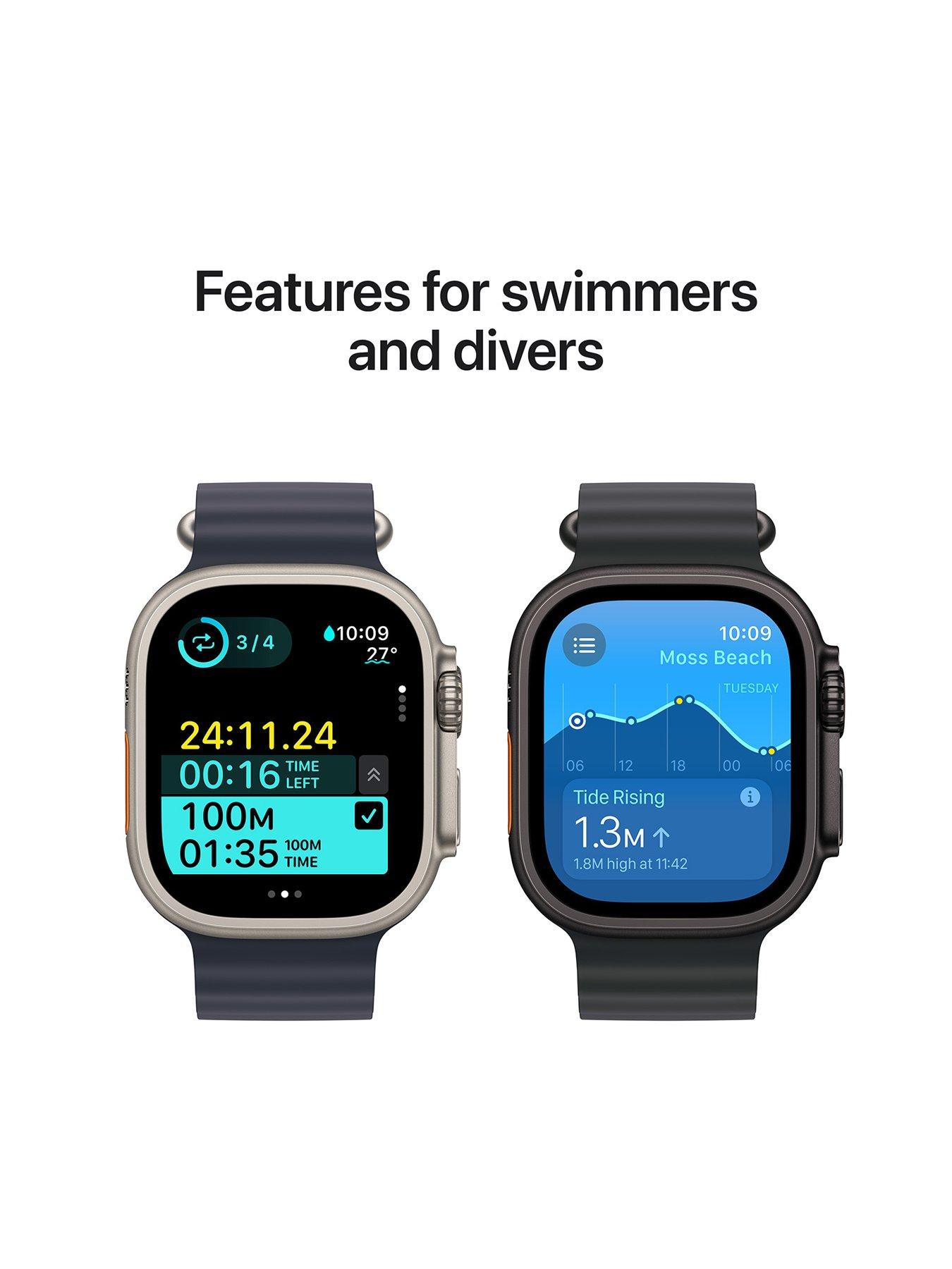 Image 5 of 7 of Apple Watch Ultra 2 (GPS + Cellular, 2024), 49mm Natural Titanium Case with Blue Trail Loop - S/M